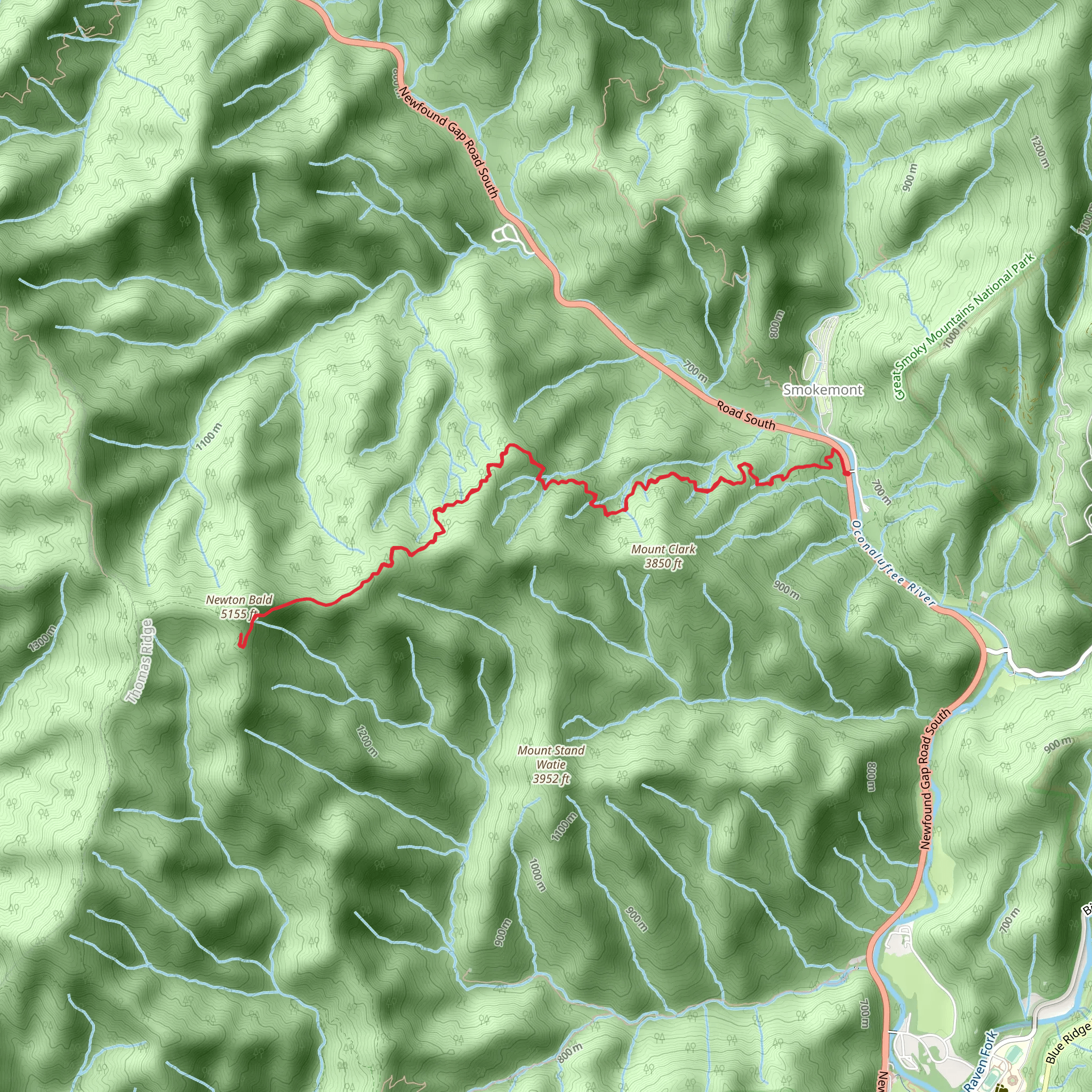 Smokemont to Newton Bald via BMT mobile static map