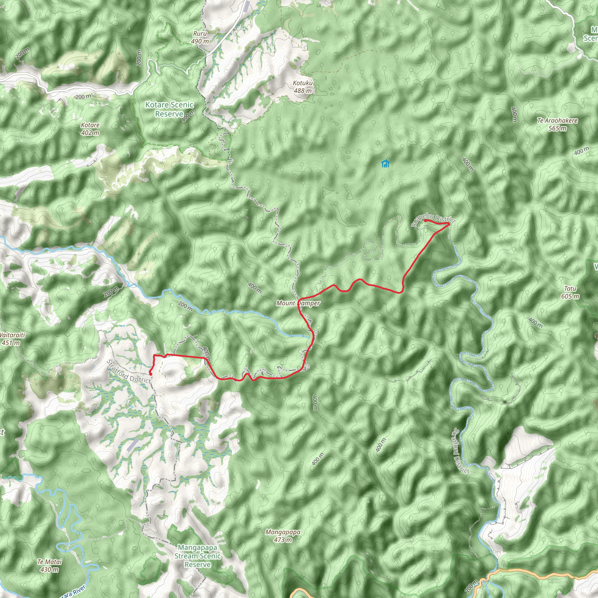 Mount Damper to Te Rerepahupahu Falls Track mobile static map