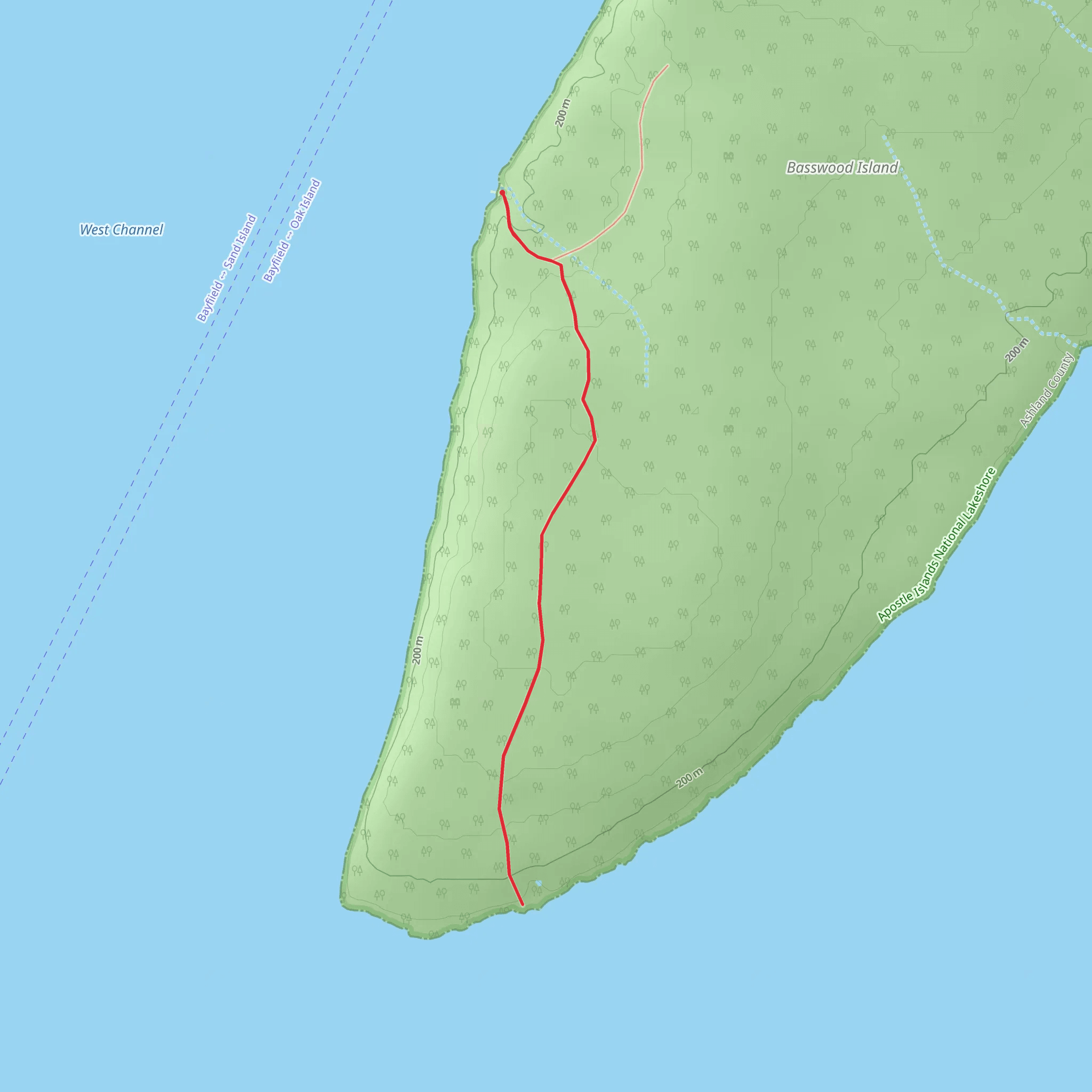 Basswood Island Walk mobile static map