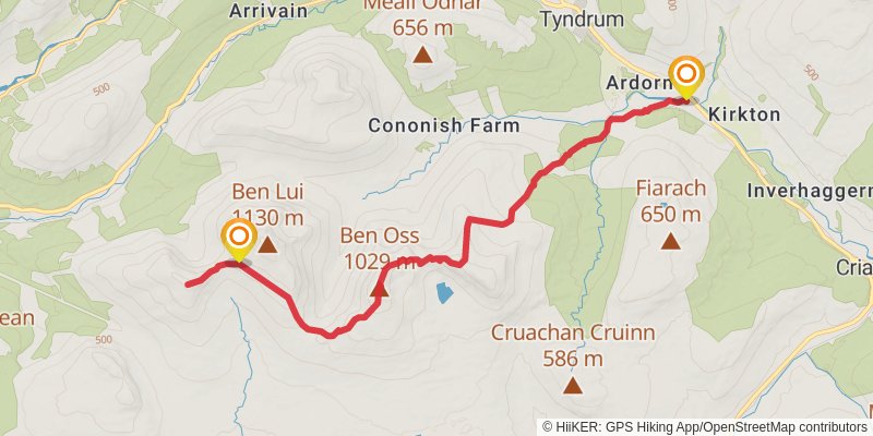 Ben Oss and Bein a' Chleinbh from Dalrigh stage 2 Map