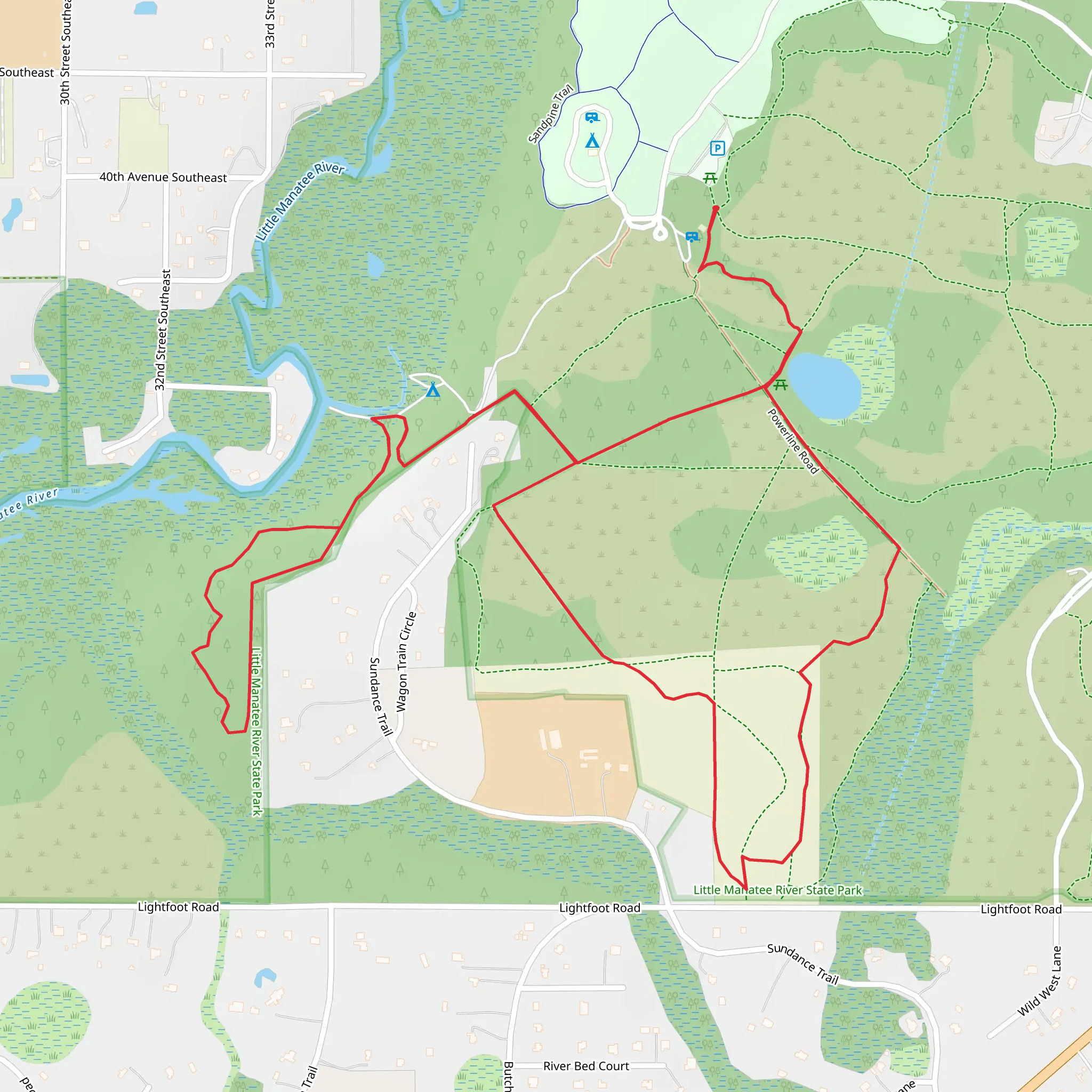 Youth Camping and Powerline Road Loop mobile static map