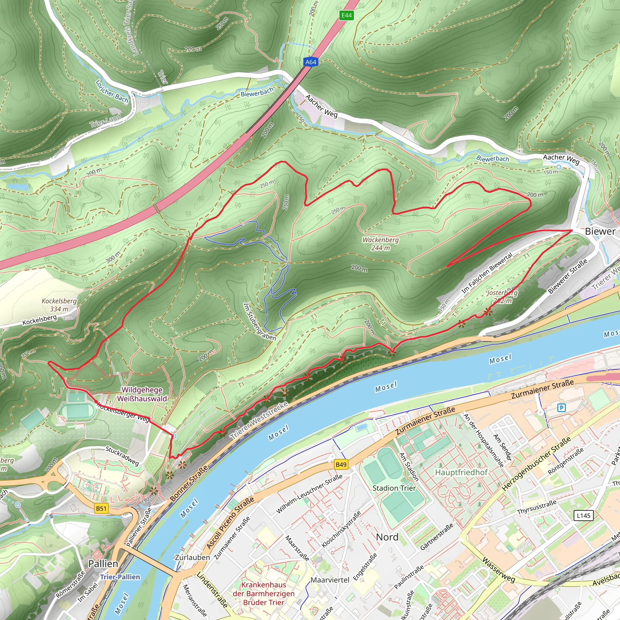 W3 Weisshauswald and Moselsteig mobile static map