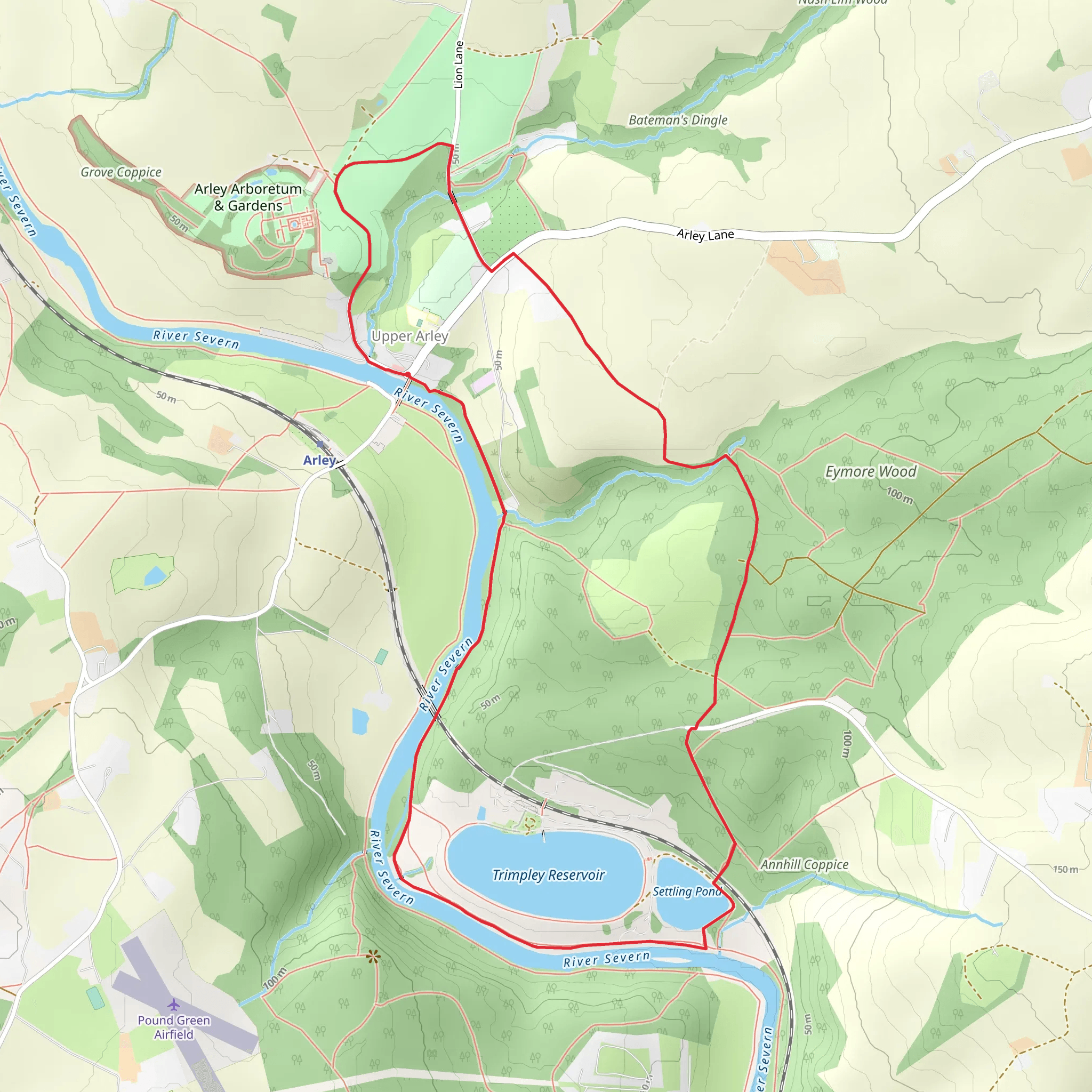 Upper Arley Circular Loop Walk mobile static map