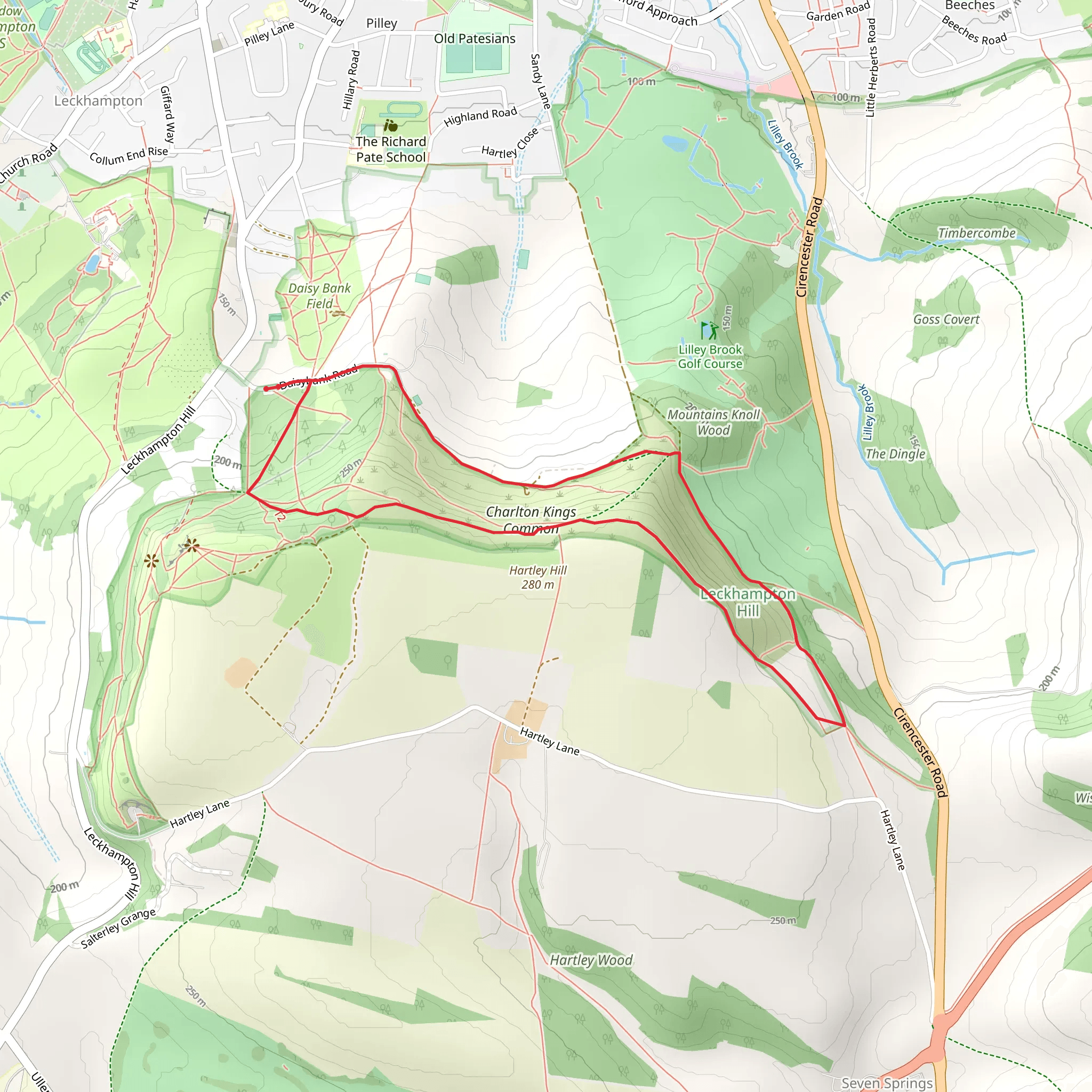 Charlton Kings Common & Hartley Hill mobile static map