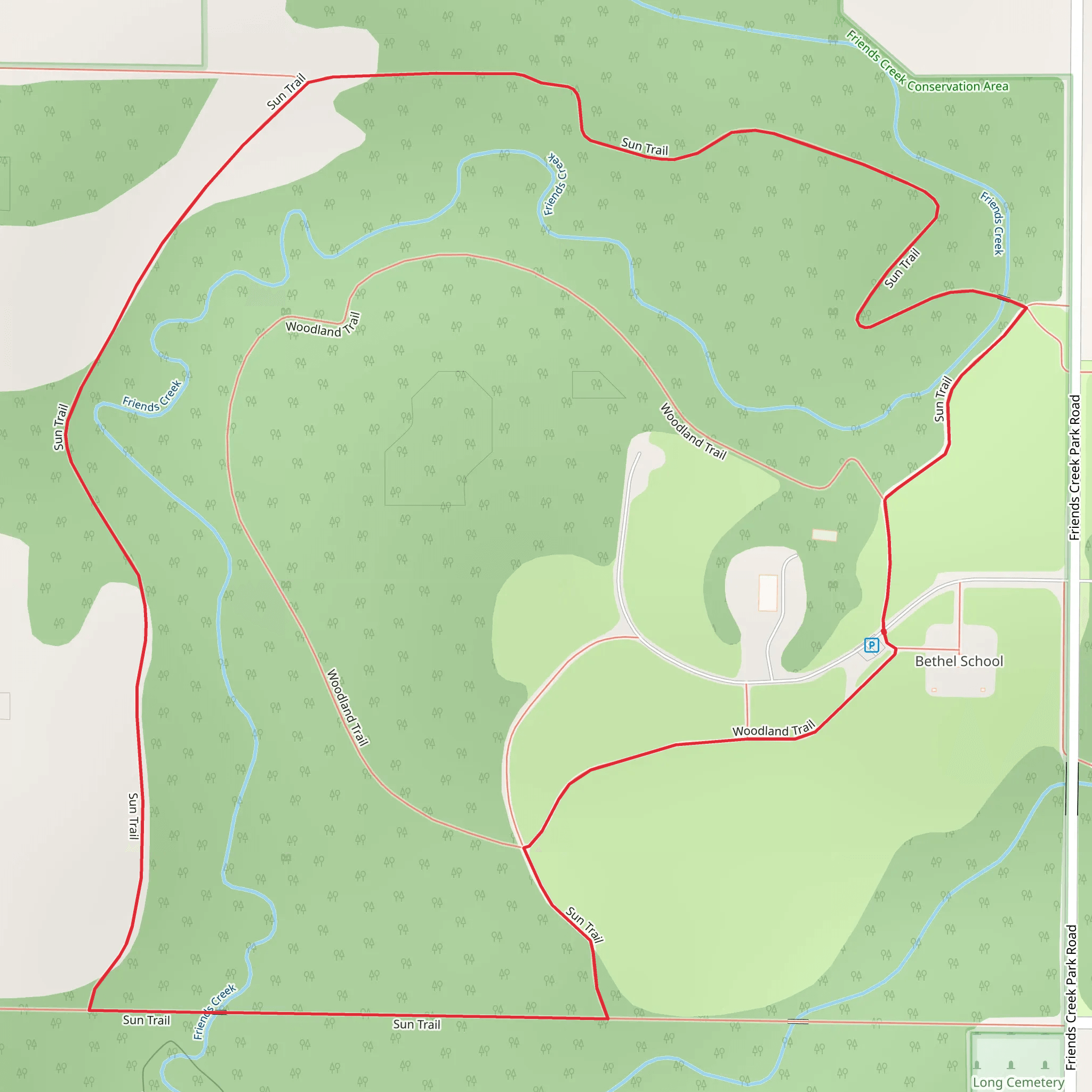Woodland and Sun Loop Trail mobile static map