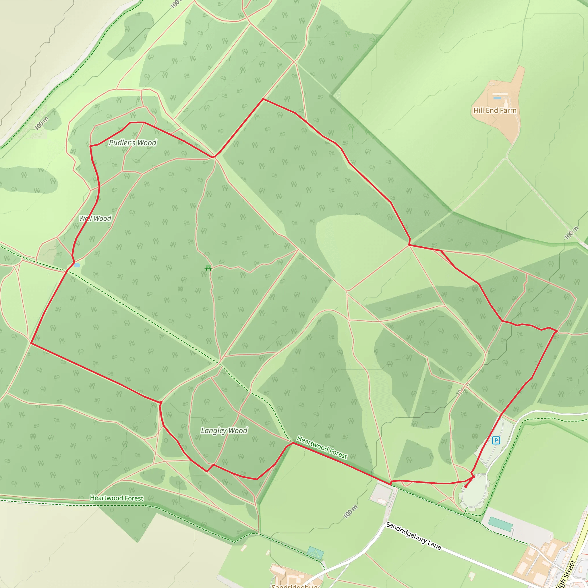Langley Wood, Pudler's Wood in Heartwood Forest mobile static map
