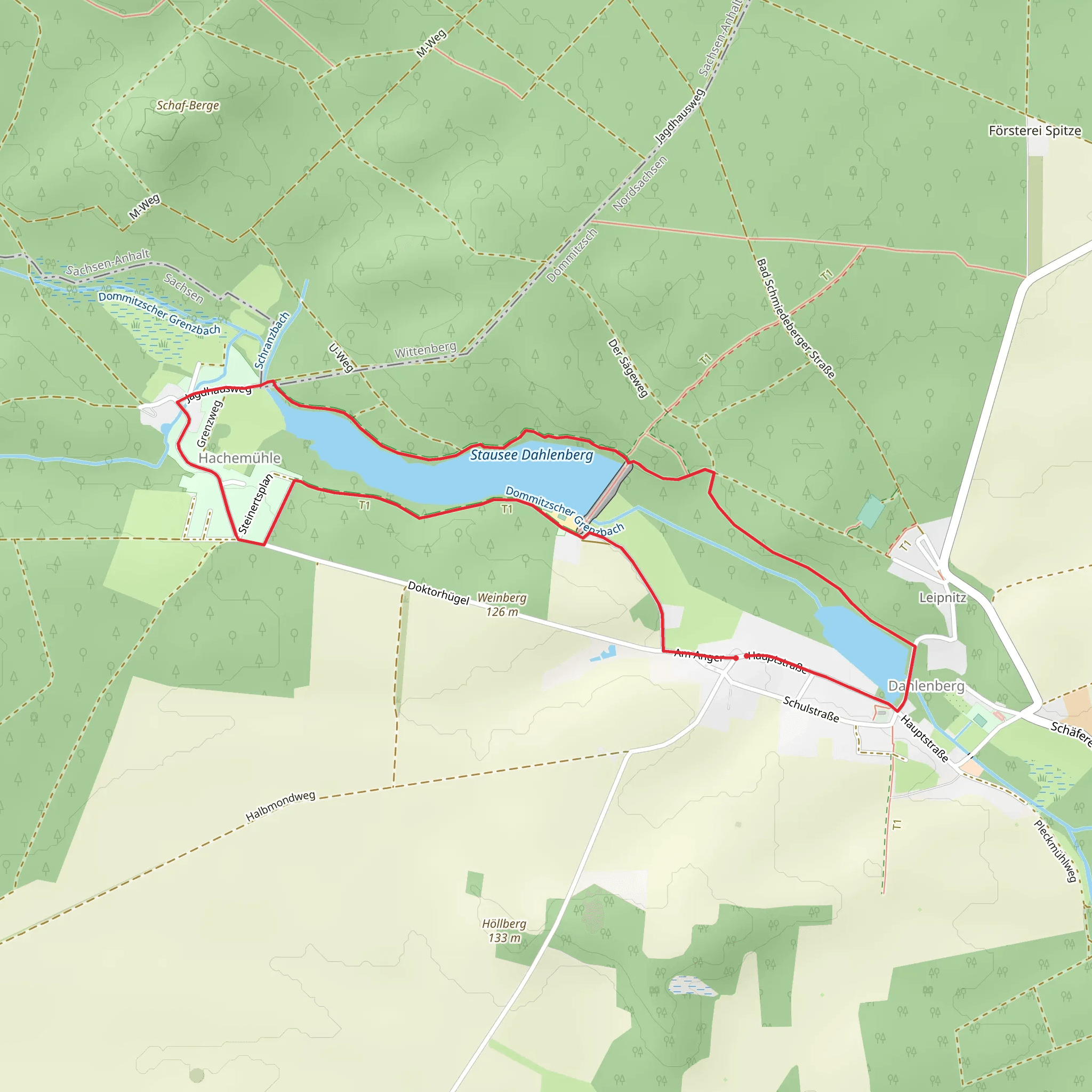 Stausee Dahlenberg and Dorfteich Loop mobile static map