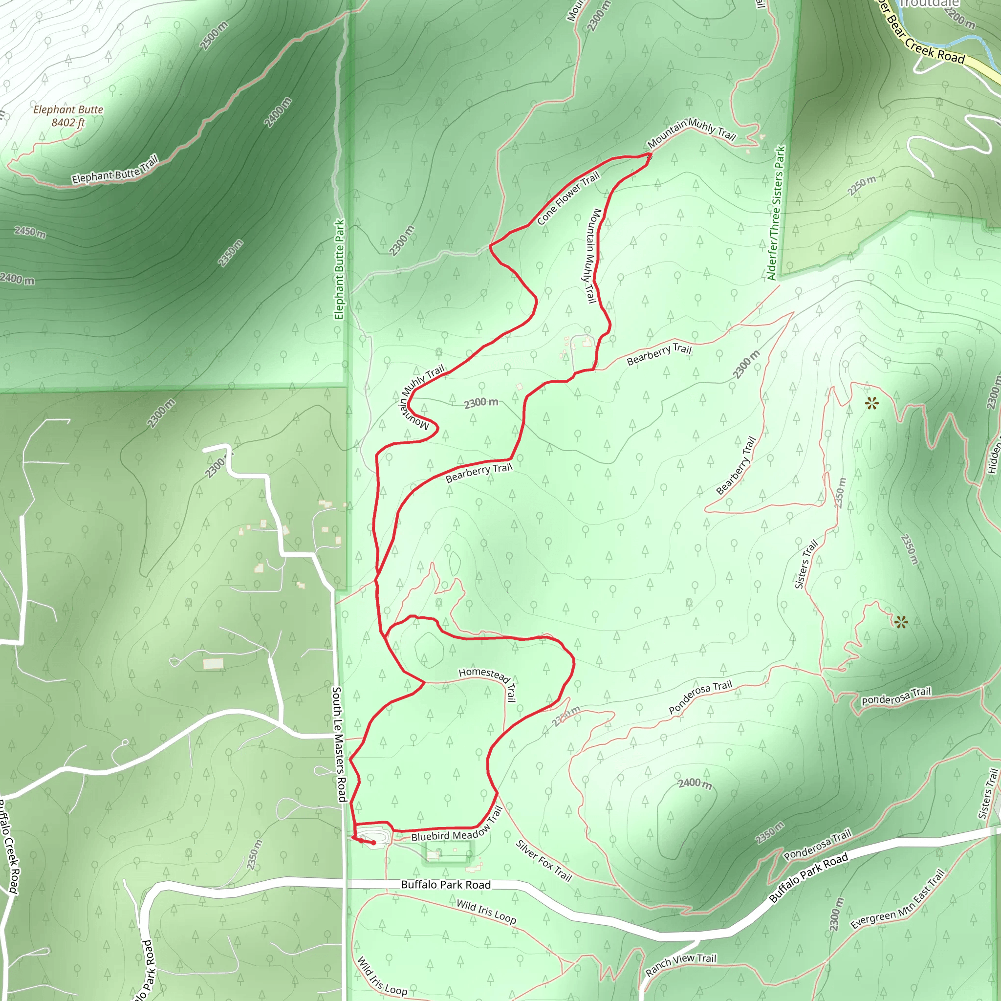 Silver Fox and Mountain Muhly Loop Trail mobile static map