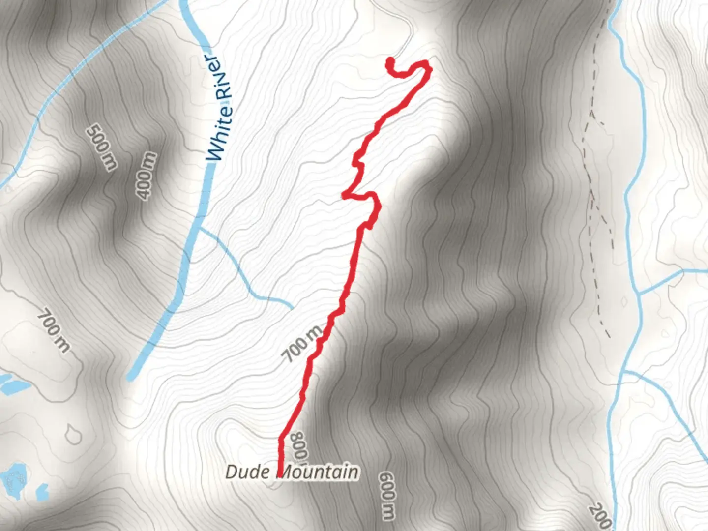 An image depicting the trail Dude Mountain and its surrounding area.