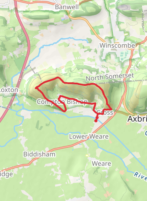 Hike on Wavering Down, Coral Cave and Crook Peak Loop mobile static map