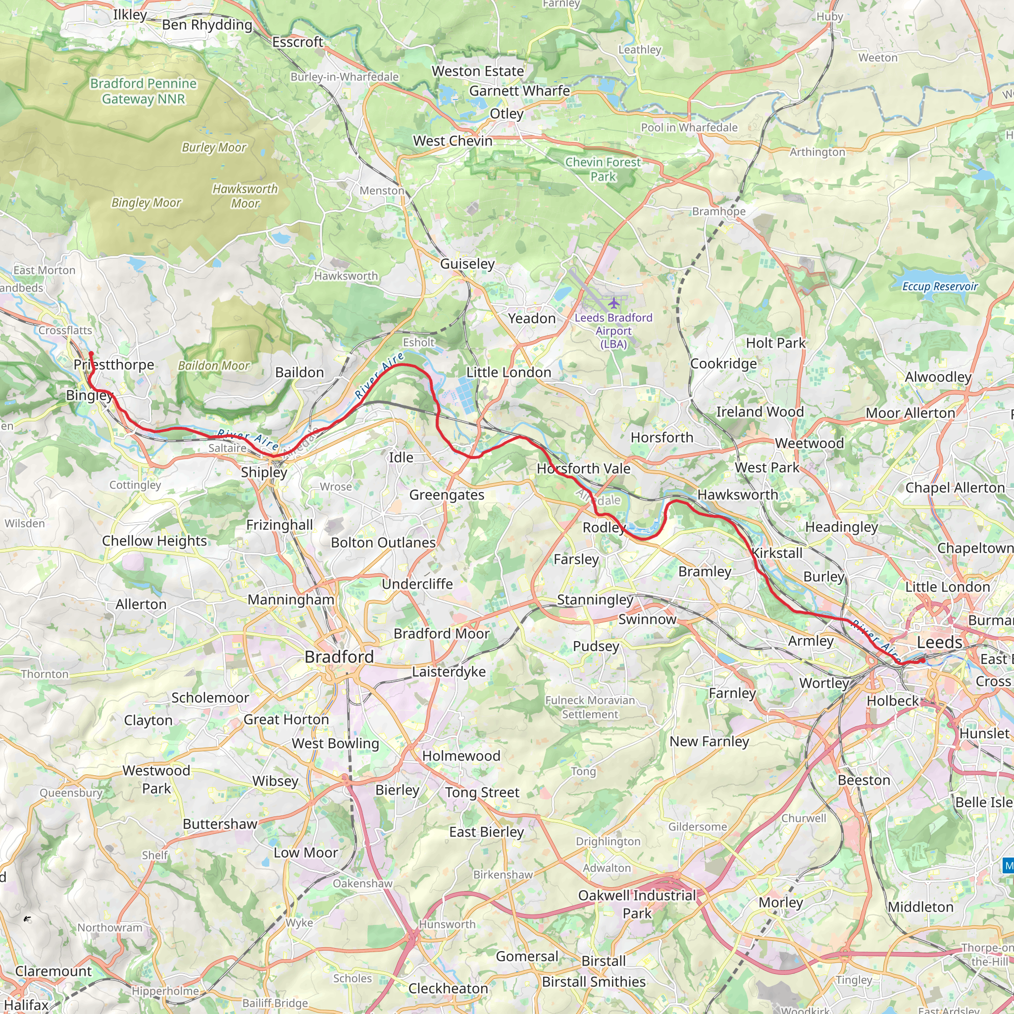 Aire Valley Towpath Route mobile static map