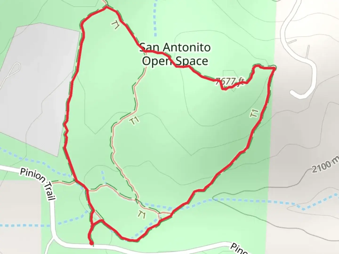 An image depicting the trail San Antonito Open Space Loop and its surrounding area.