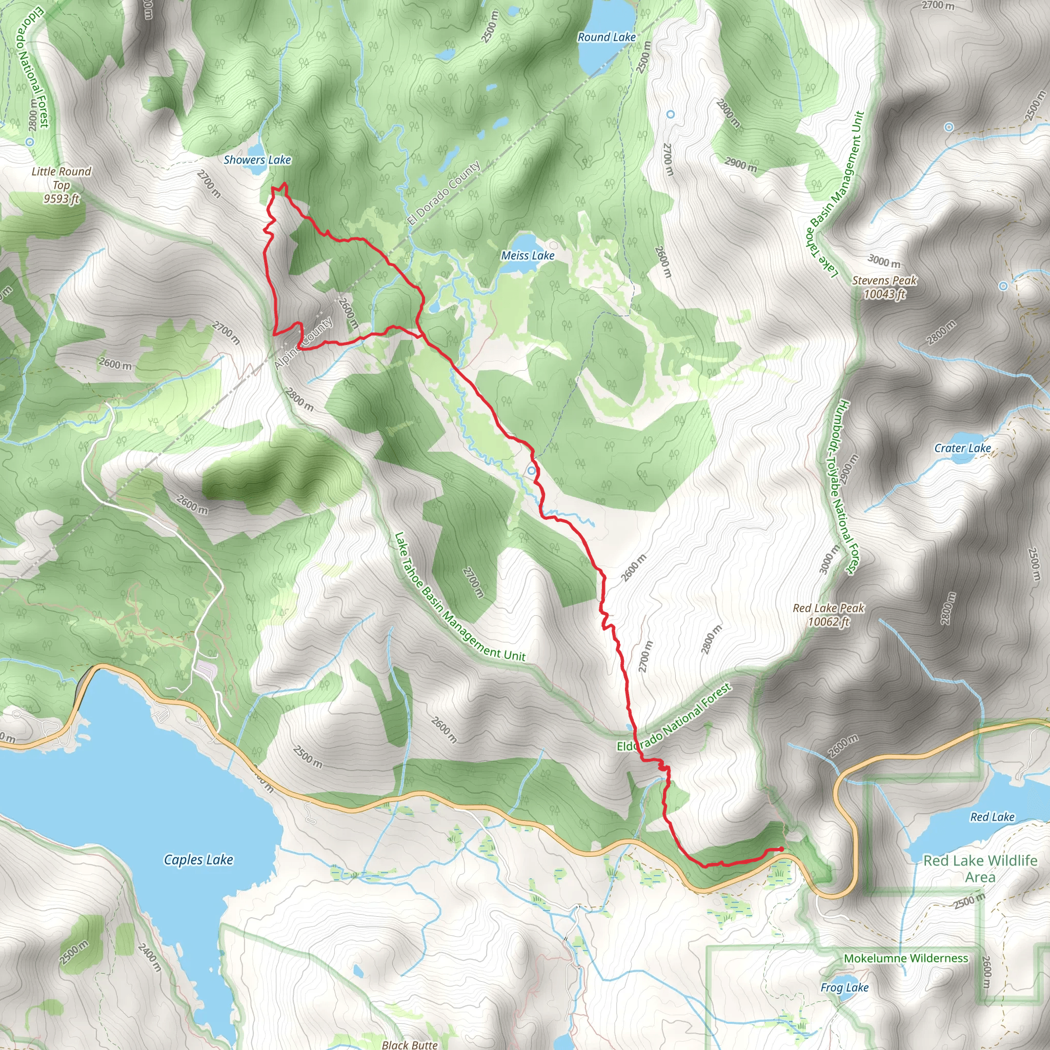 Showers Lake Loop via PCT mobile static map