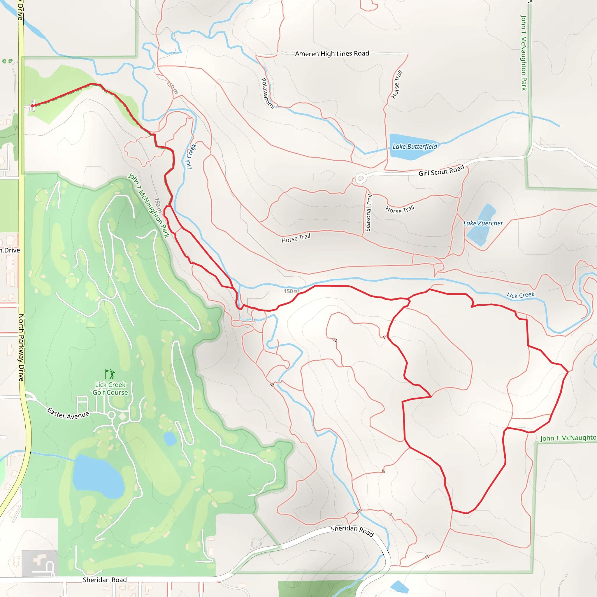 Lick Creek - Potawatomi Trail mobile static map