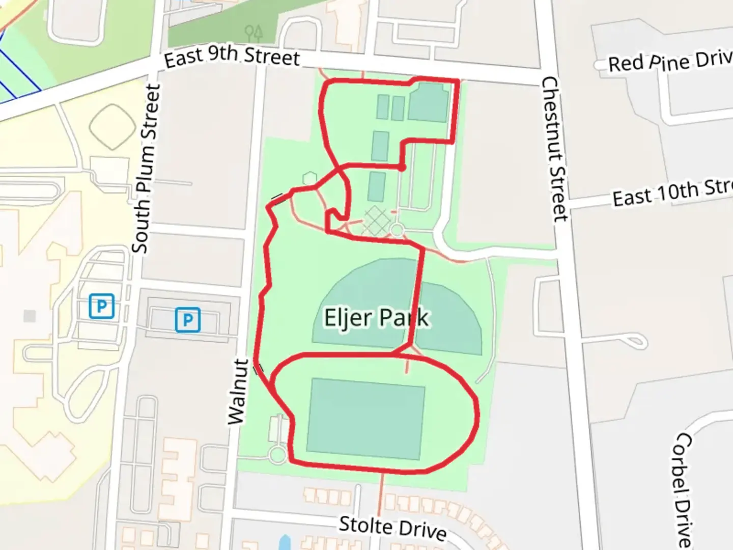 An image depicting the trail Eljer Park Loop and its surrounding area.