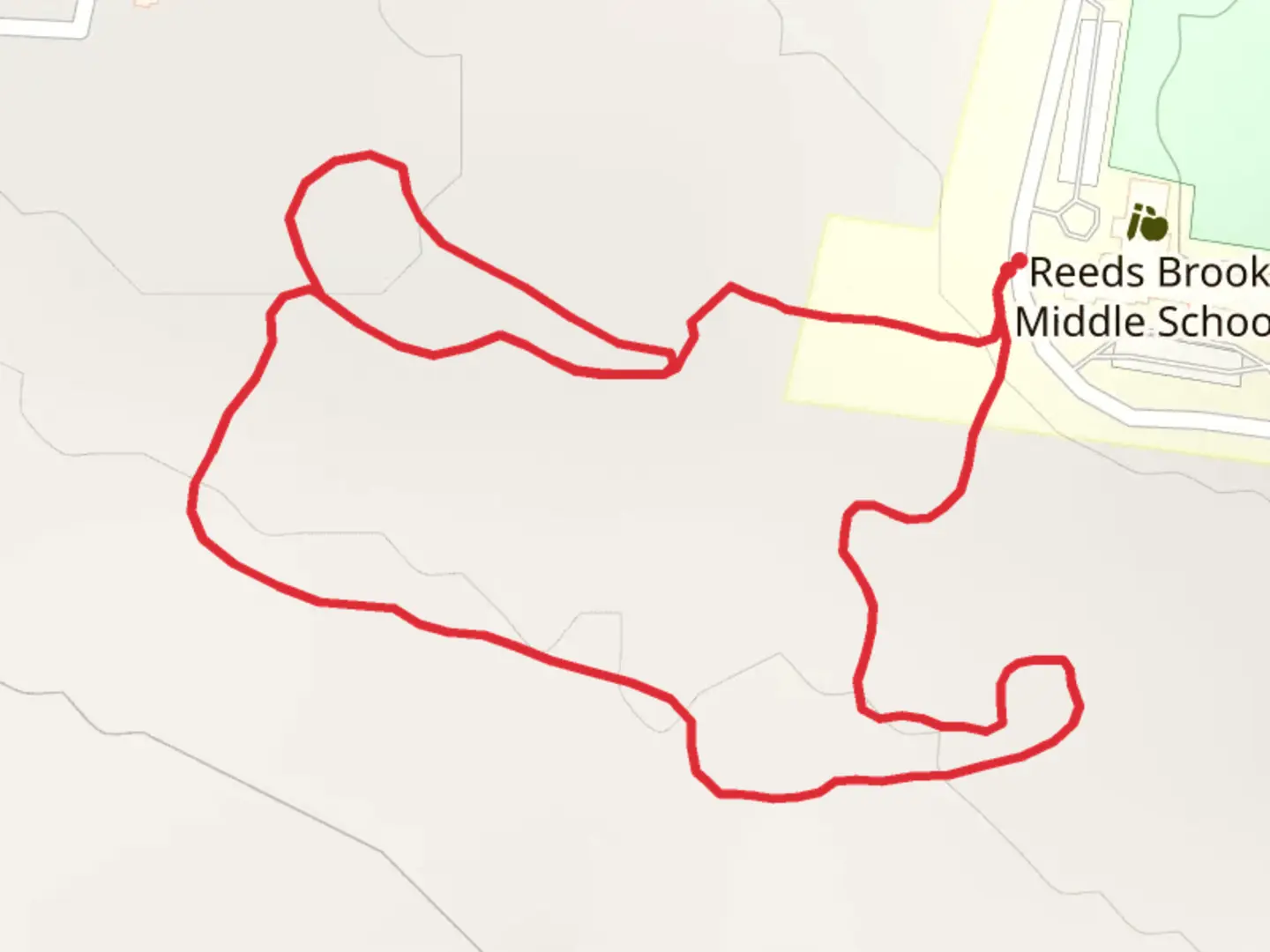 An image depicting the trail Locust Grove Cemetery Loop and its surrounding area.