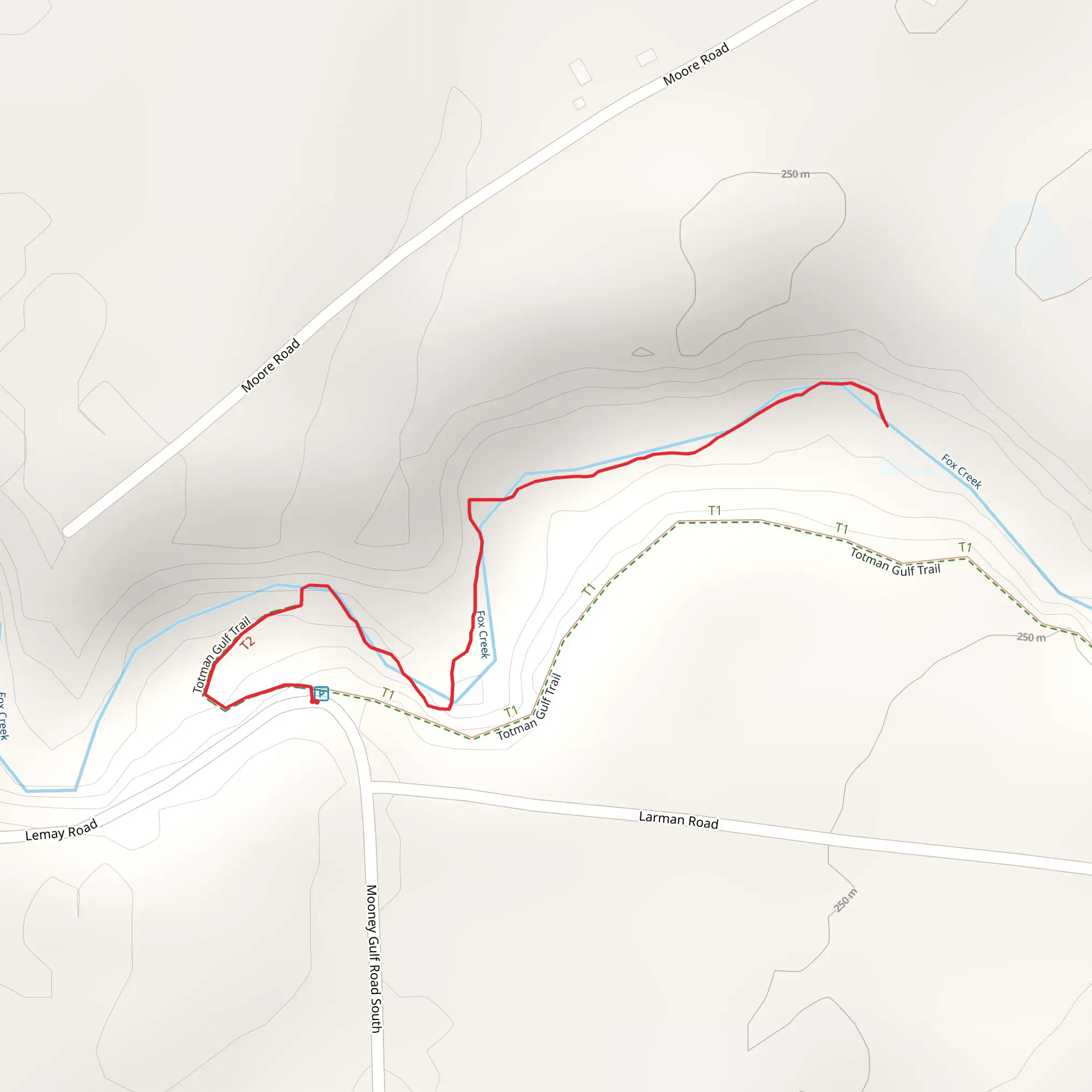 Fox Creek Trail via Totman Gulf Trail mobile static map