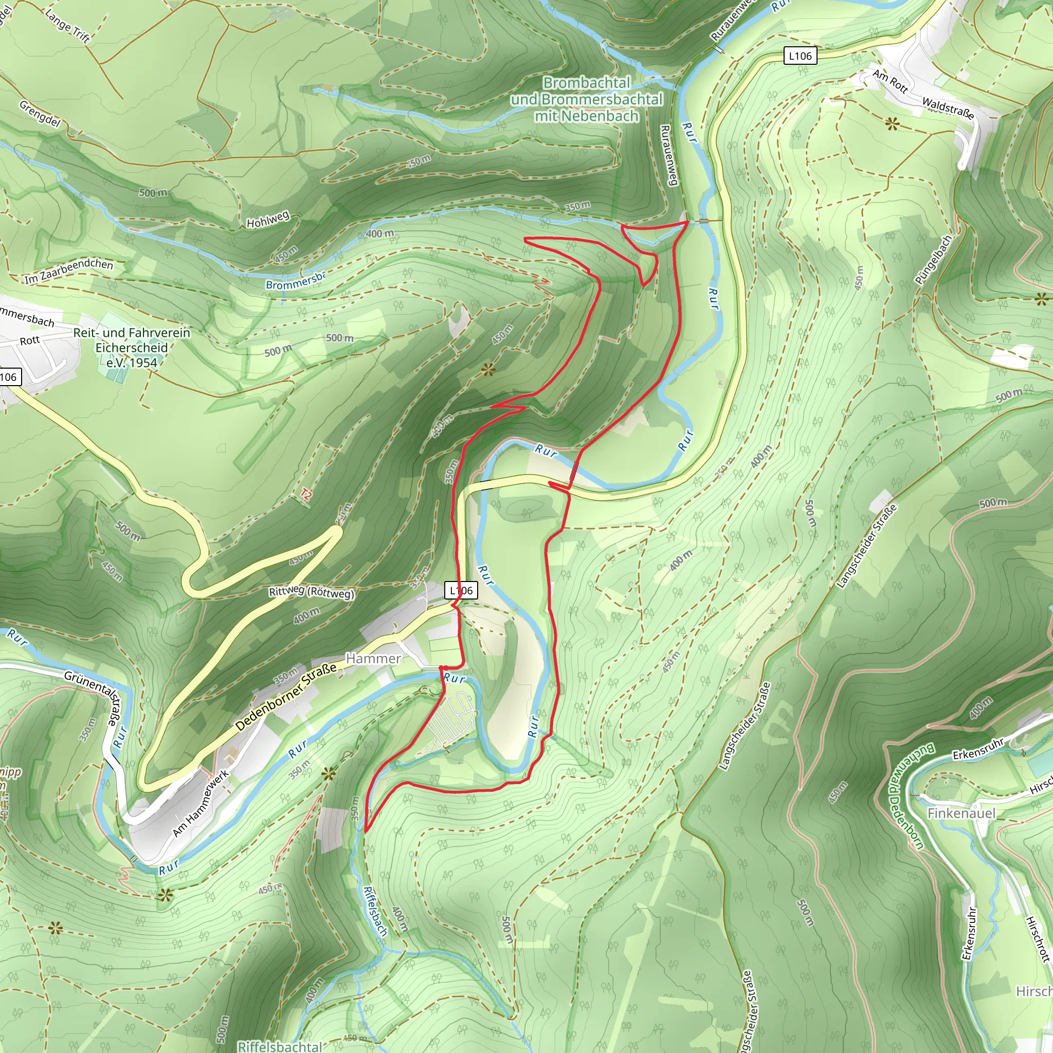 Rurtal mit den Felsbildungen der Uhusley Loop - Hammer mobile static map