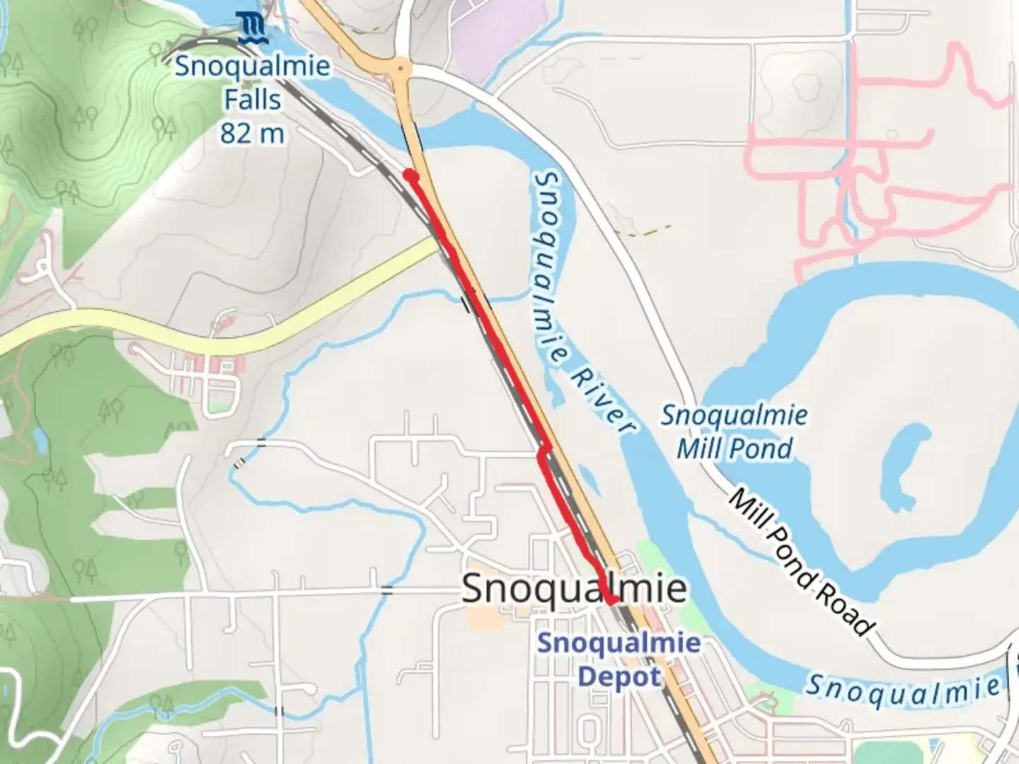 An image depicting the trail Walk to Railroad Community Park and its surrounding area.