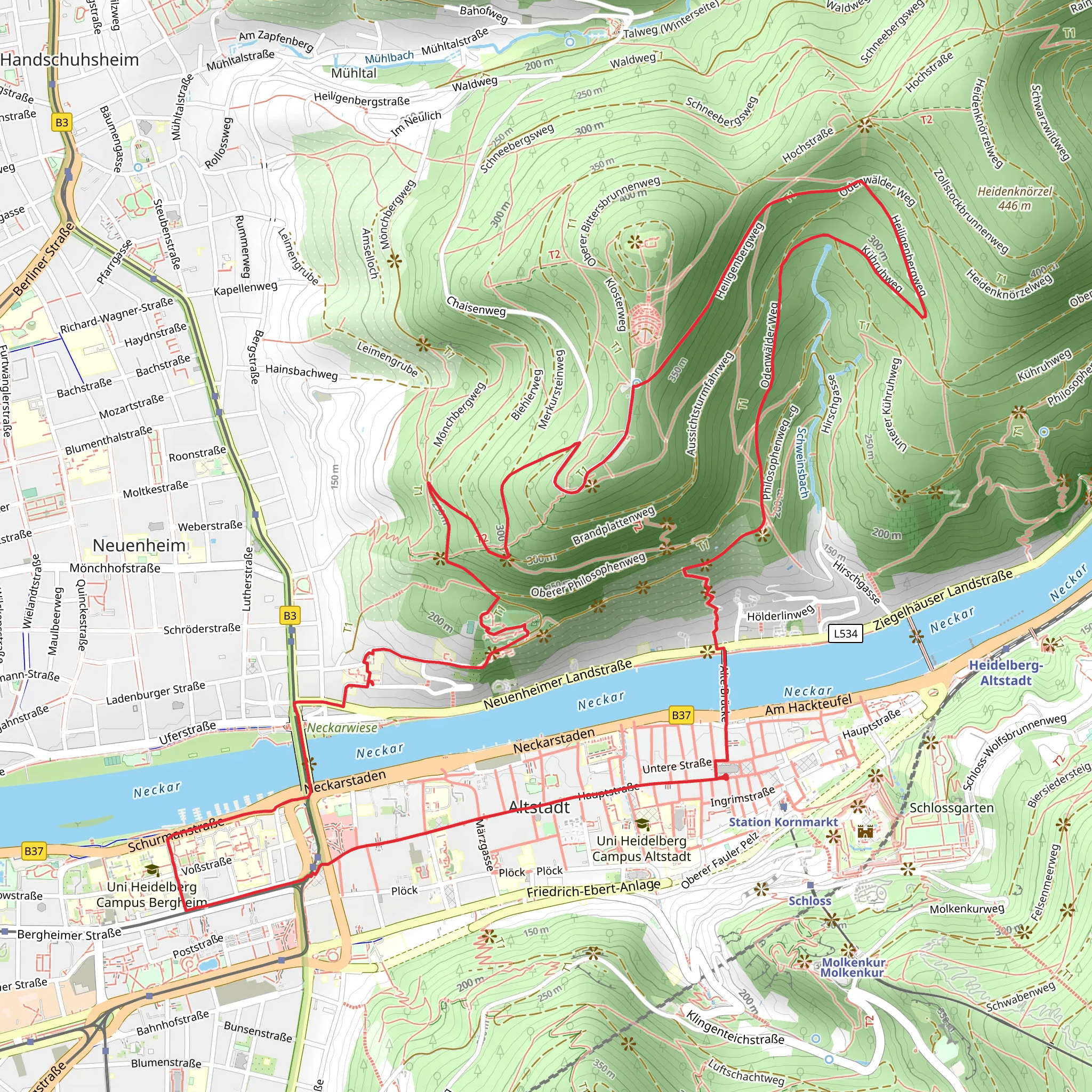 Neckar via Stadttour Altstadt and Camino Incluso mobile static map