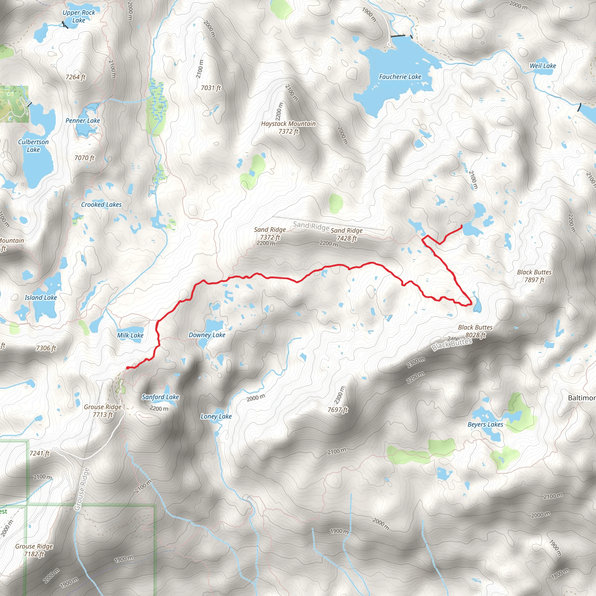 Five Lakes Basin via Grouse Ridge Trail mobile static map