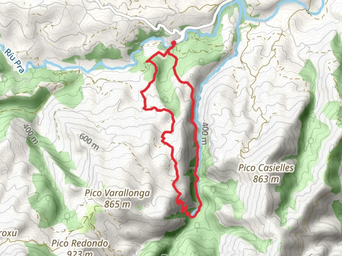 An image depicting the trail Pendón river mouths and its surrounding area.