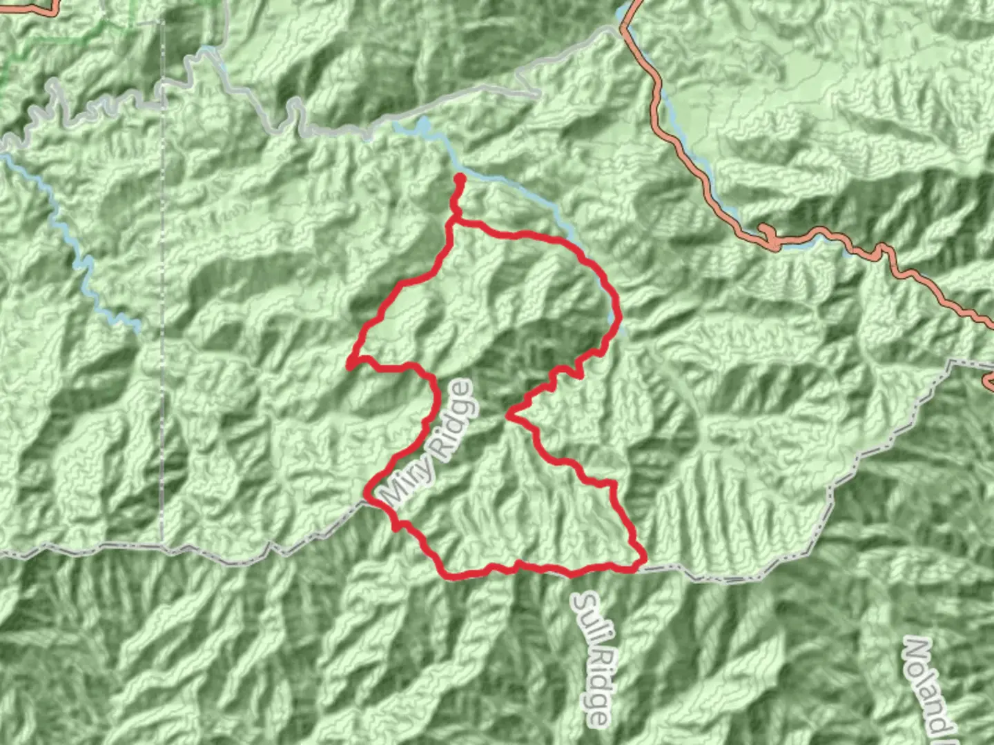 An image depicting the trail Goshen Prong, Jenkins Knob, Silers Bald and Dripping Spring Mountain Loop Trail and its surrounding area.