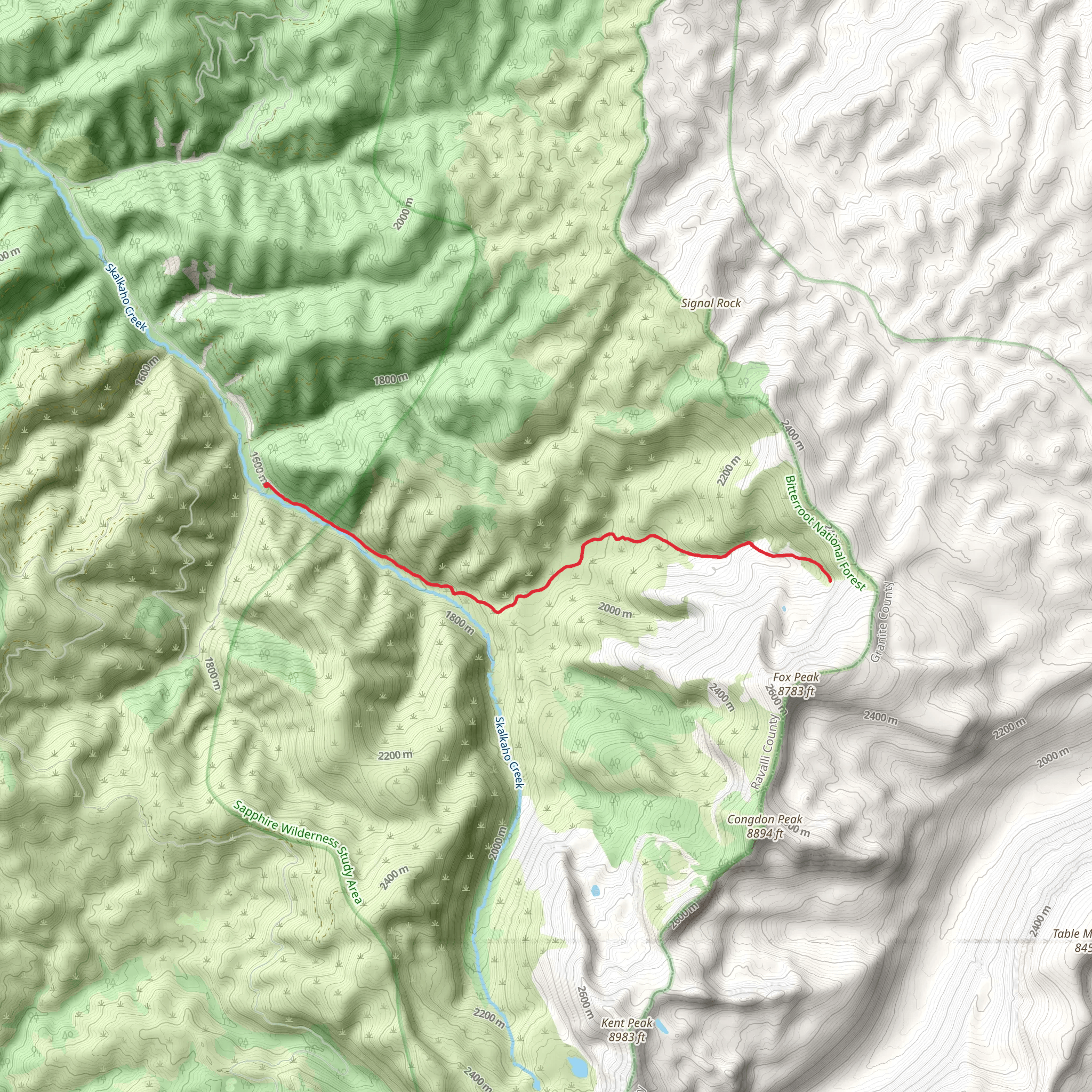 Skalkaho Creek - Jerry Lake Trail mobile static map