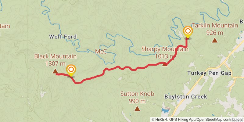 Turkeypen Gap Trail stage 2 Map