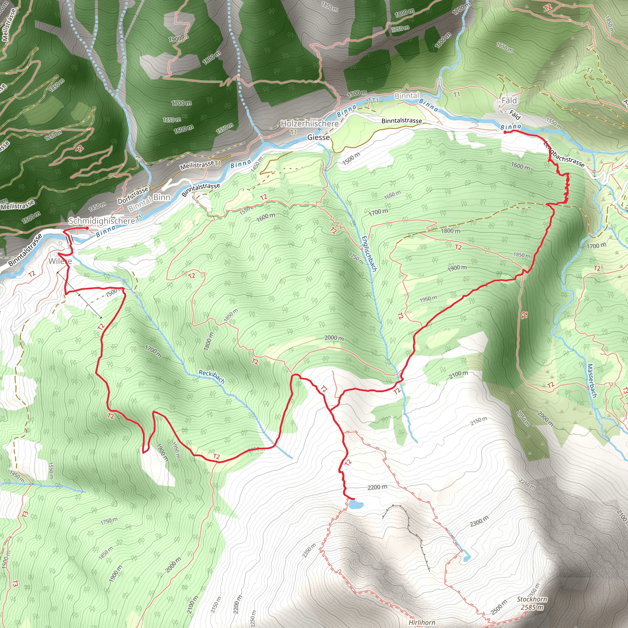 Fald to Binntal Schaplersee-Weg Trail mobile static map