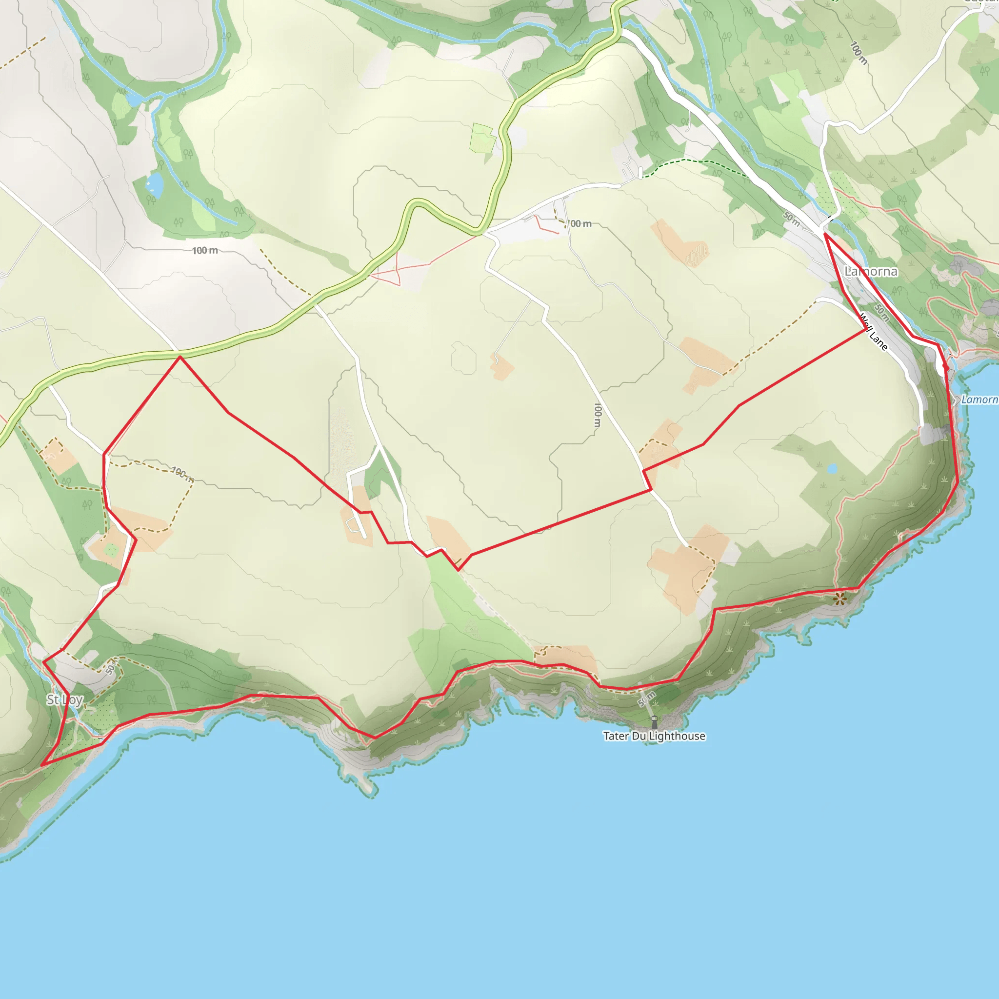 Lamorna and St Loy Walk mobile static map