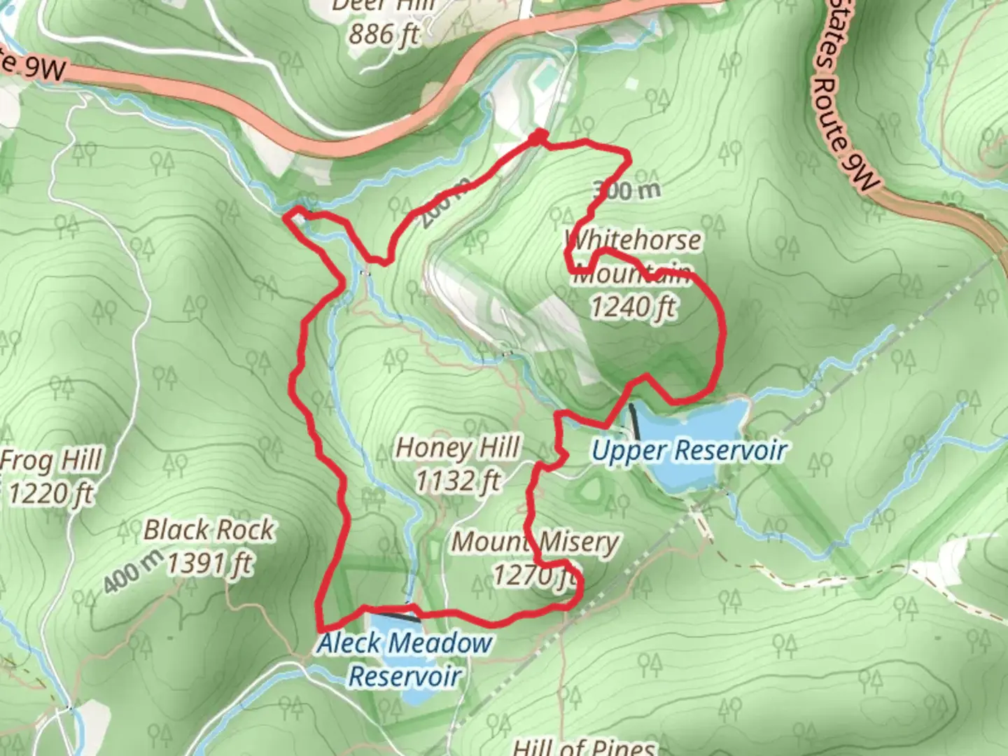 An image depicting the trail Upper and Aleck Meadow Reservoir via Black Rock Hollow Trail and its surrounding area.