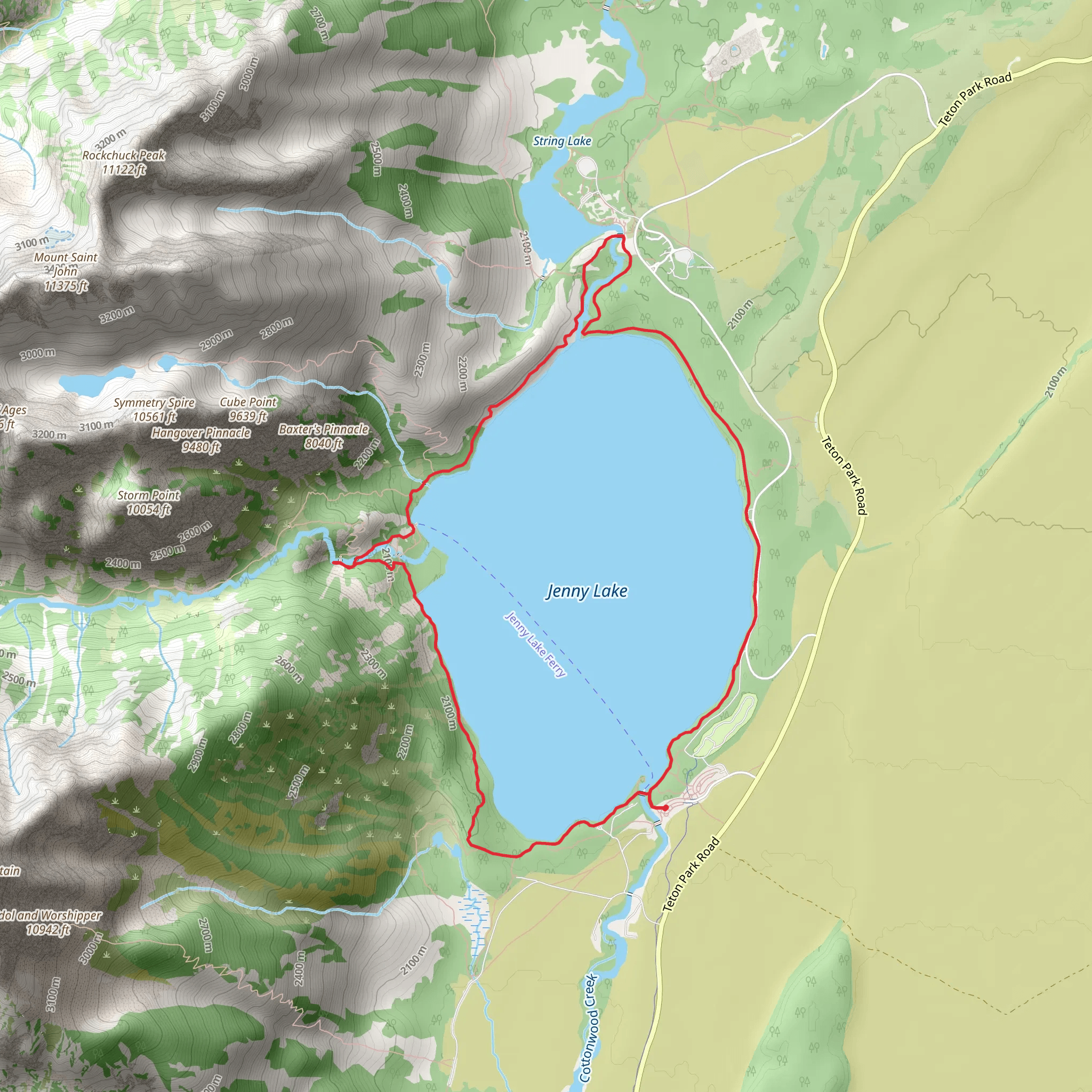 Jenny Lake Trail mobile static map