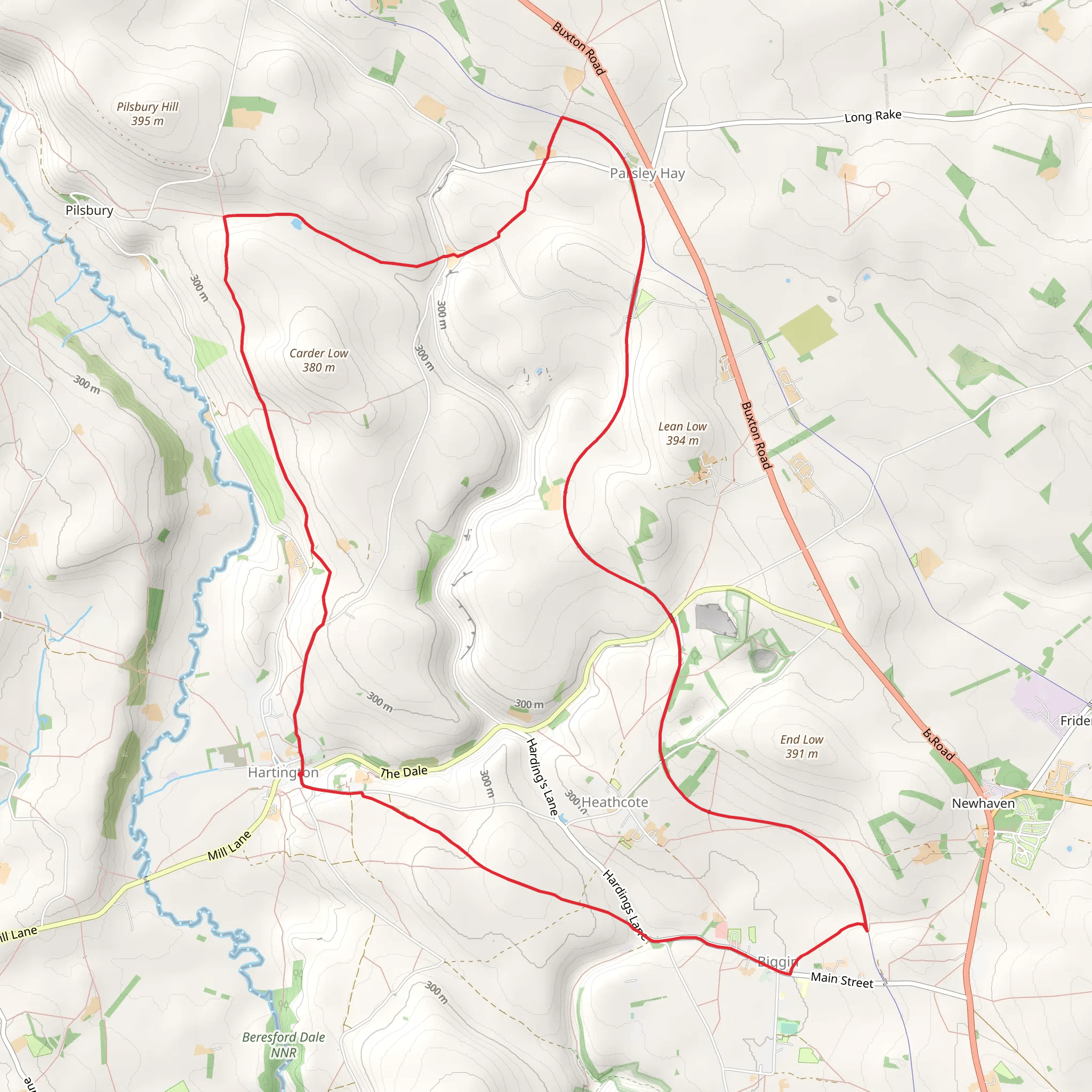 Biggin and Parsley Hay from Hartington mobile static map