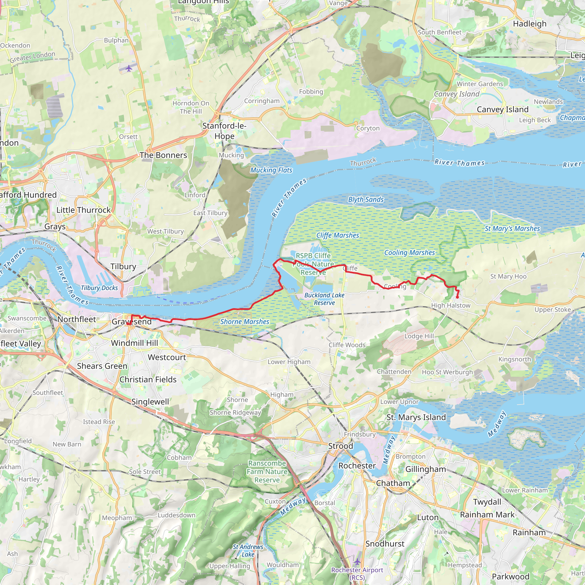 High Halstow to Gravesend Walk mobile static map