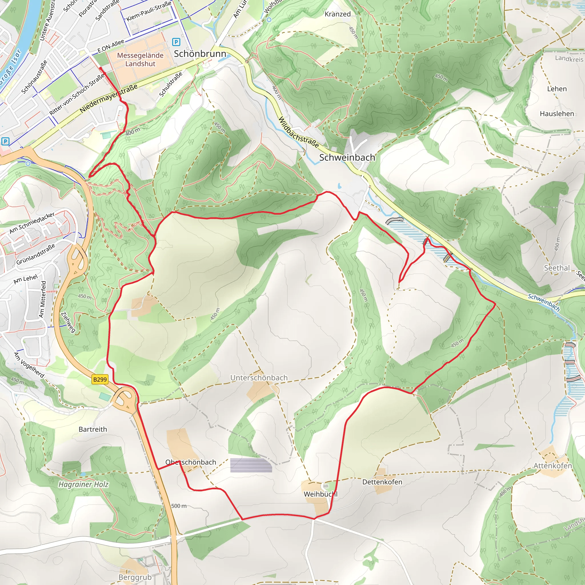 Schweinbach via Muehlhof and Weihbuechl mobile static map