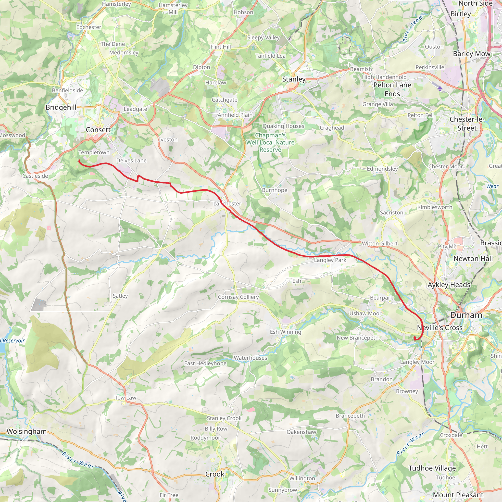 Lanchester Valley Railway Path mobile static map