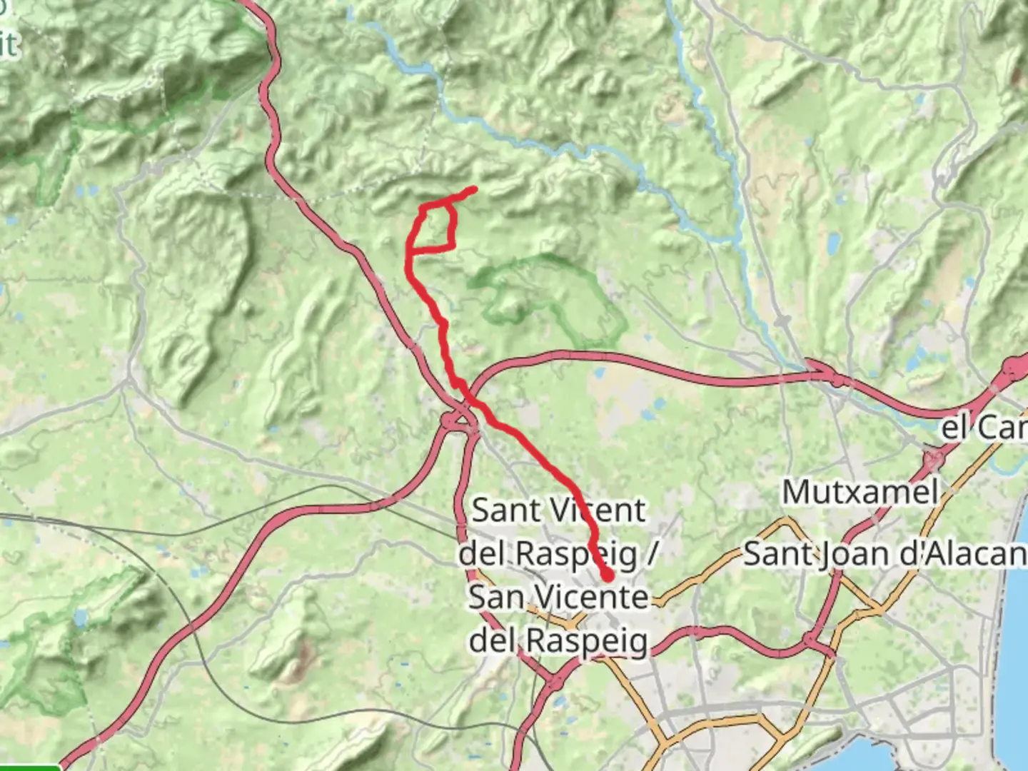 An image depicting the trail Camí de la Sendera PR CV 282 and its surrounding area.