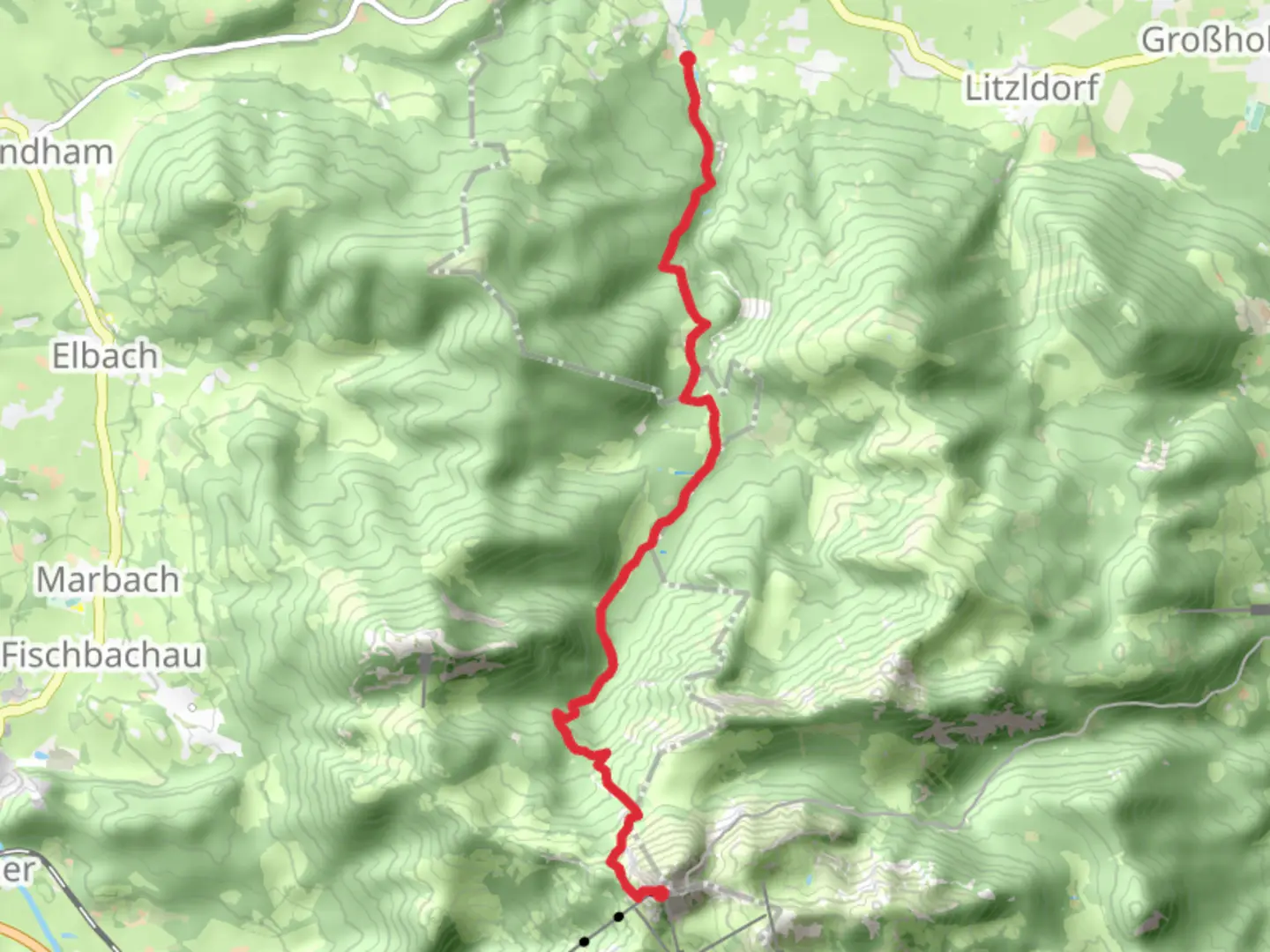 An image depicting the trail Wendelstein - Bad Feilnbach and its surrounding area.