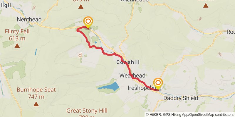 Weardale Way stage 7 Map