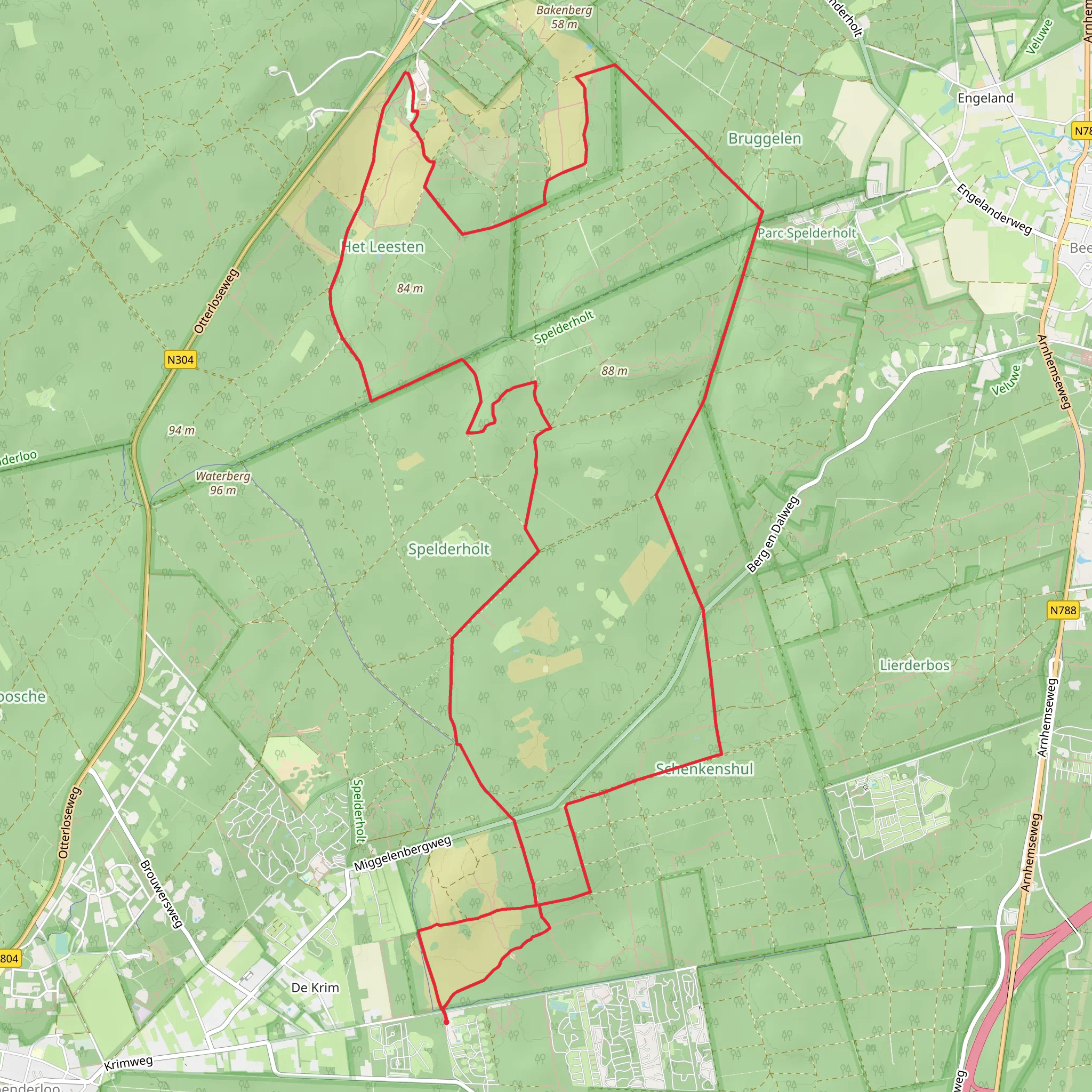 Noordweg, Spelderholt and Leesterheide Loop mobile static map
