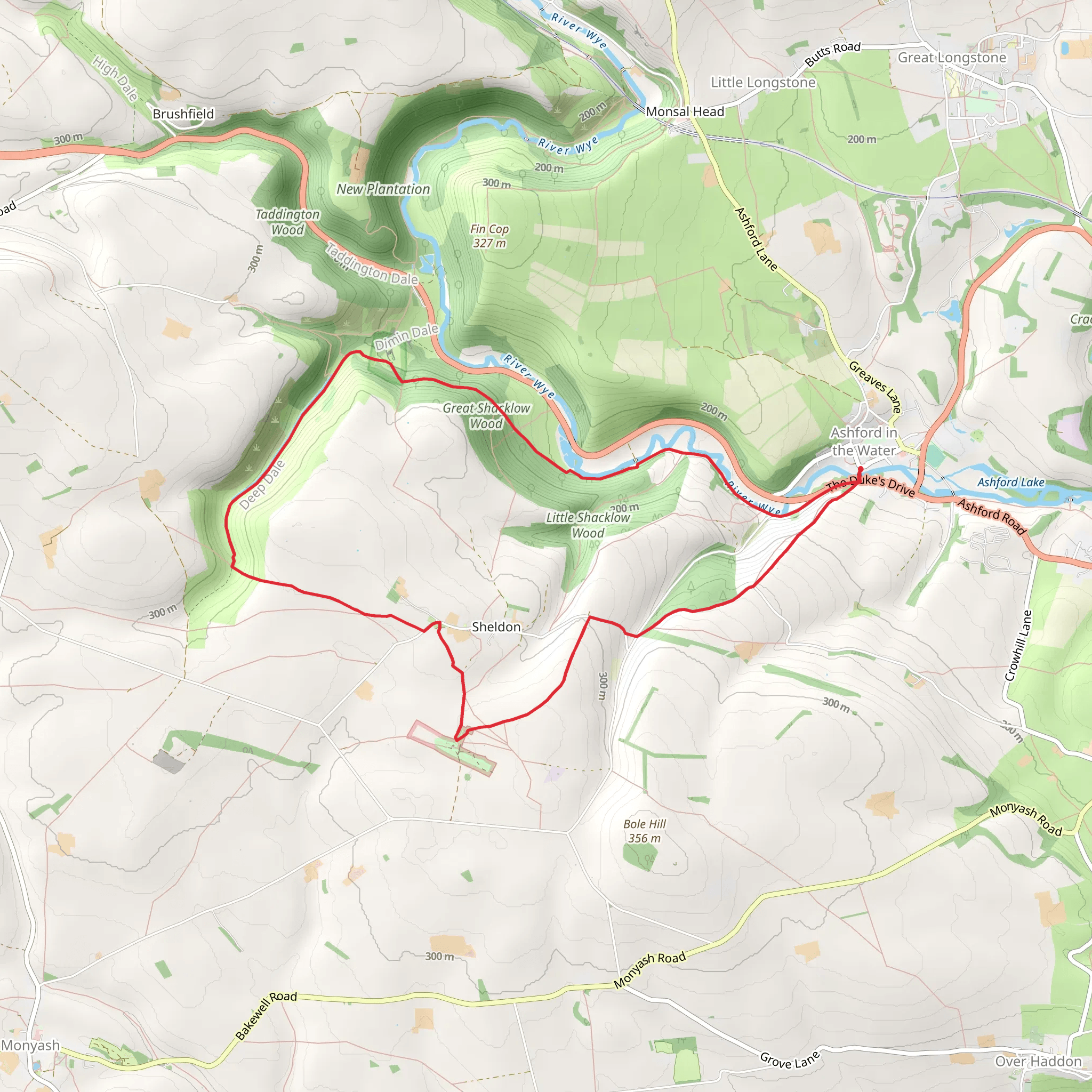 Magpie Mine and Deep Dale Loop from Ashford in the water mobile static map