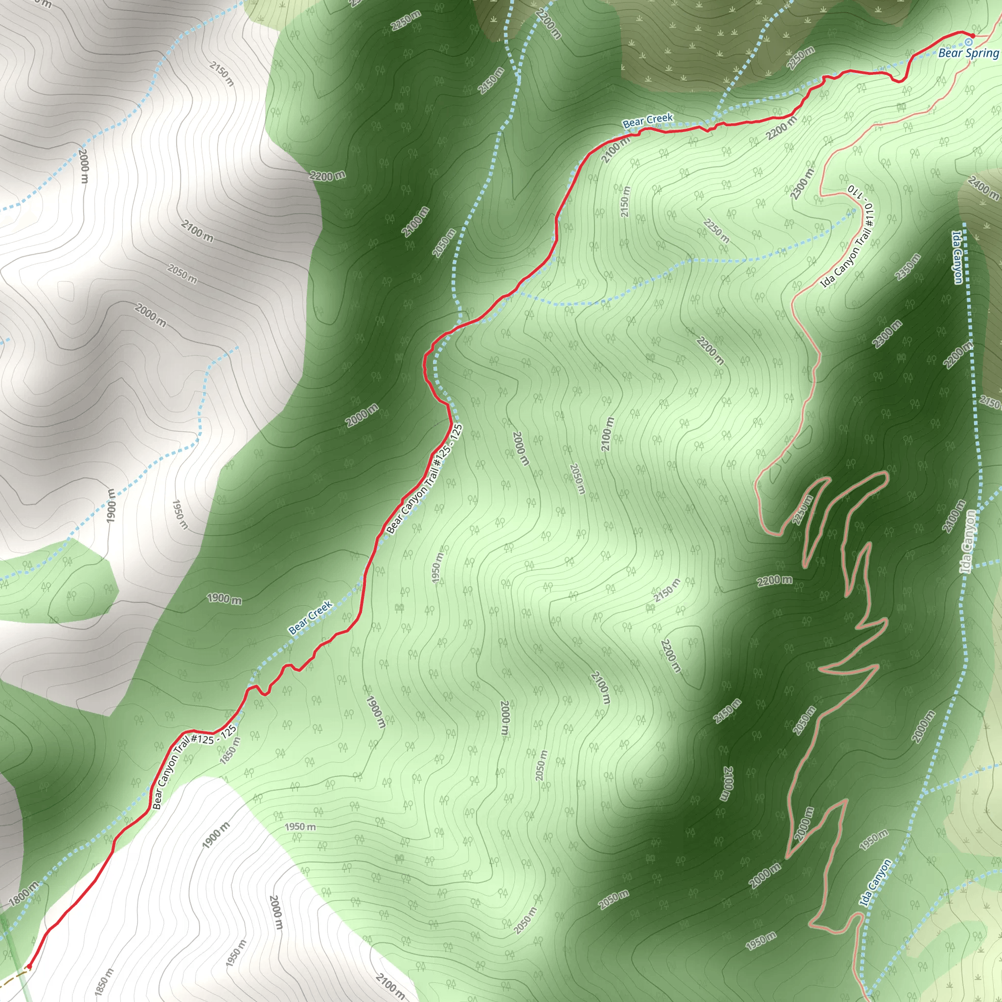 Bear Canyon Trail mobile static map