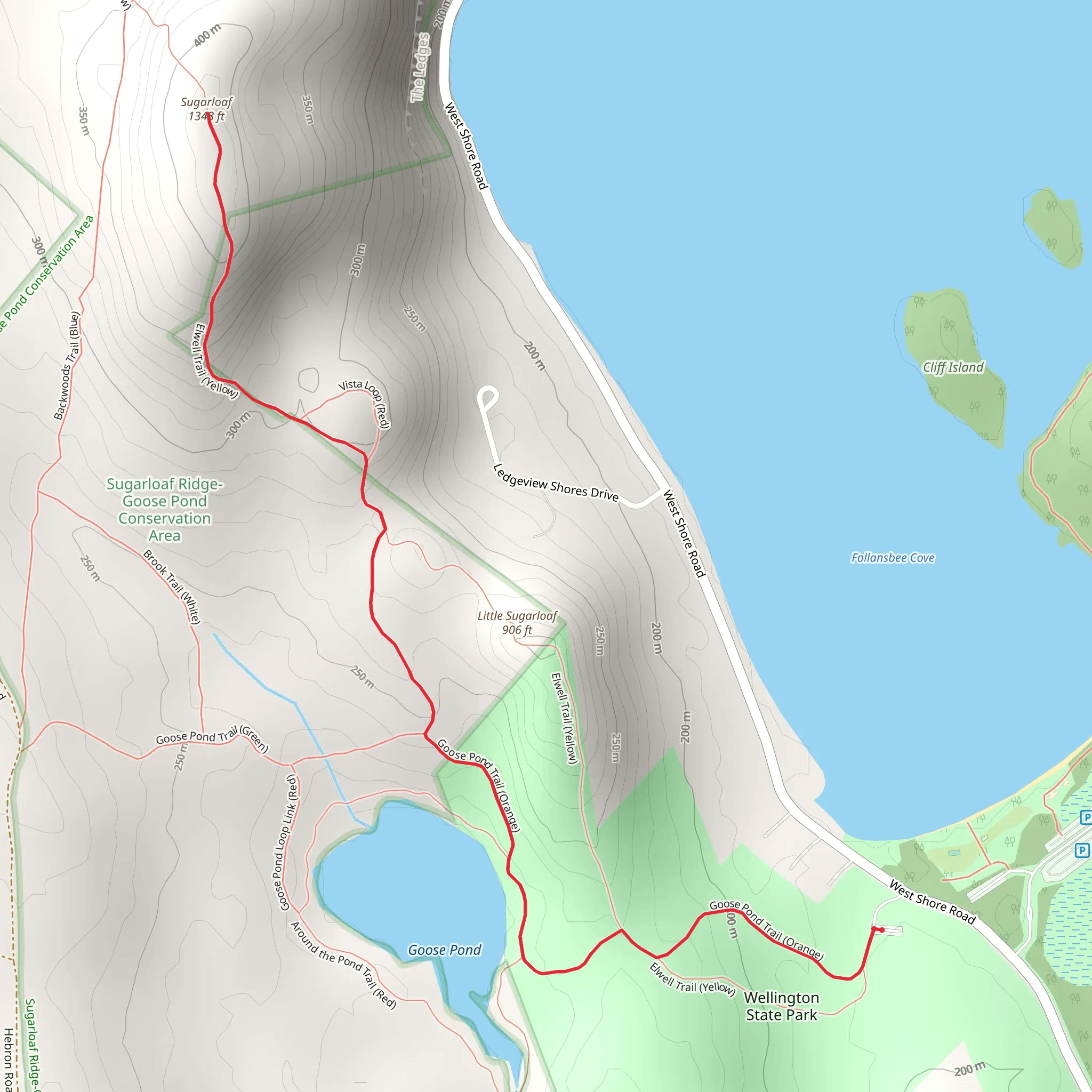Goose Pond and Sugarloaf Trail mobile static map