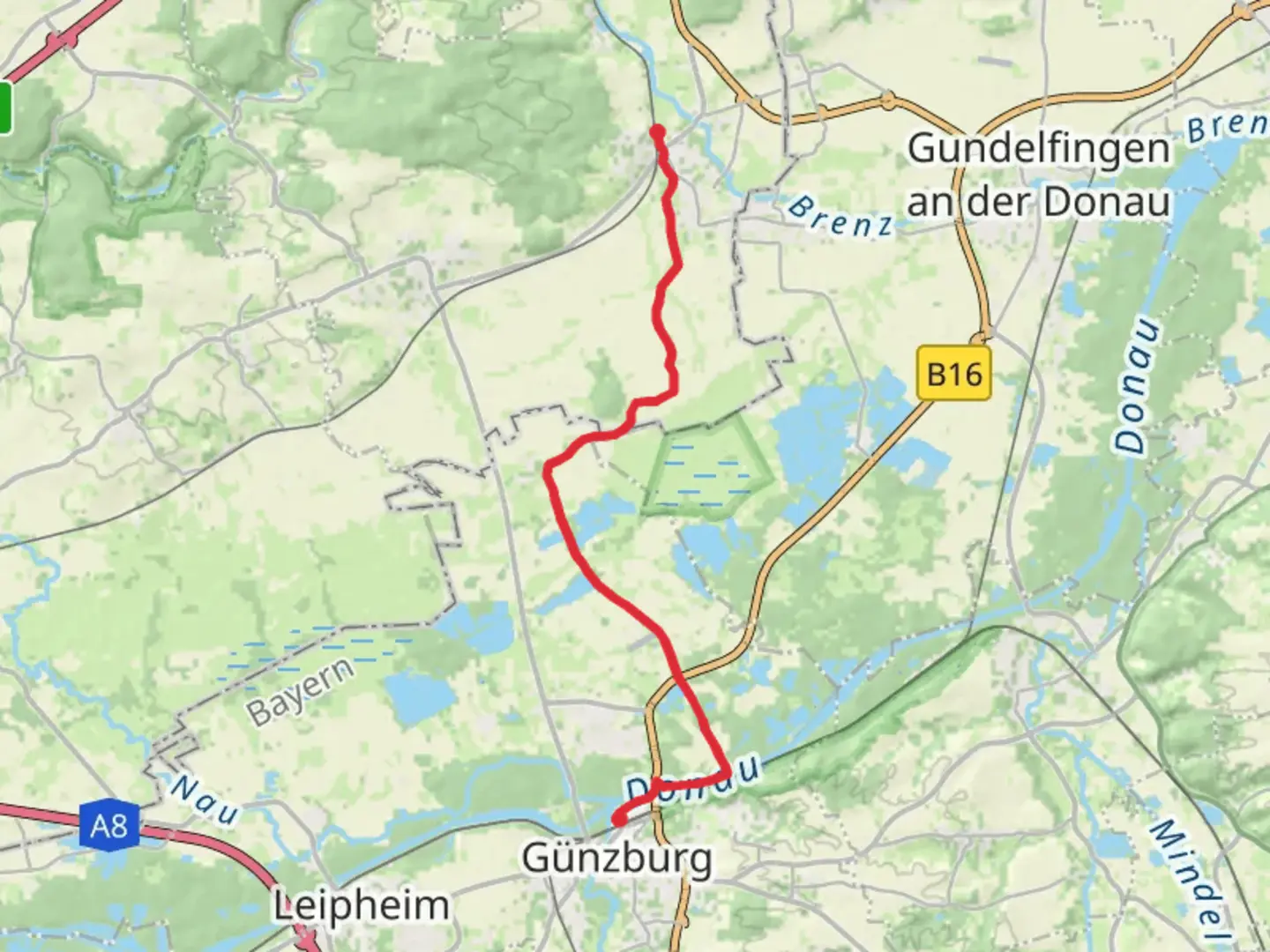 An image depicting the trail Sontheim to Gunzburg Walk and its surrounding area.