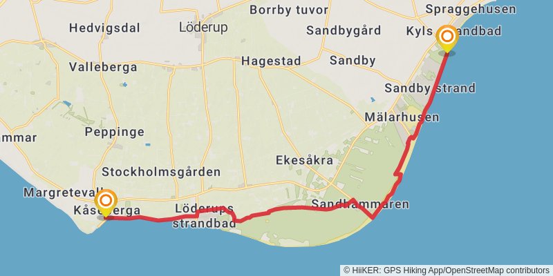 Skåneleden Trail stage 28 Map