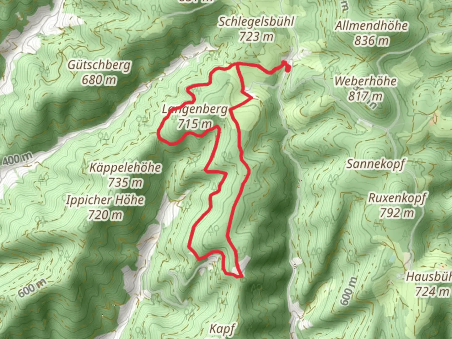 An image depicting the trail Eckenhöhenweg and Langenbach-Hangweg Loop and its surrounding area.