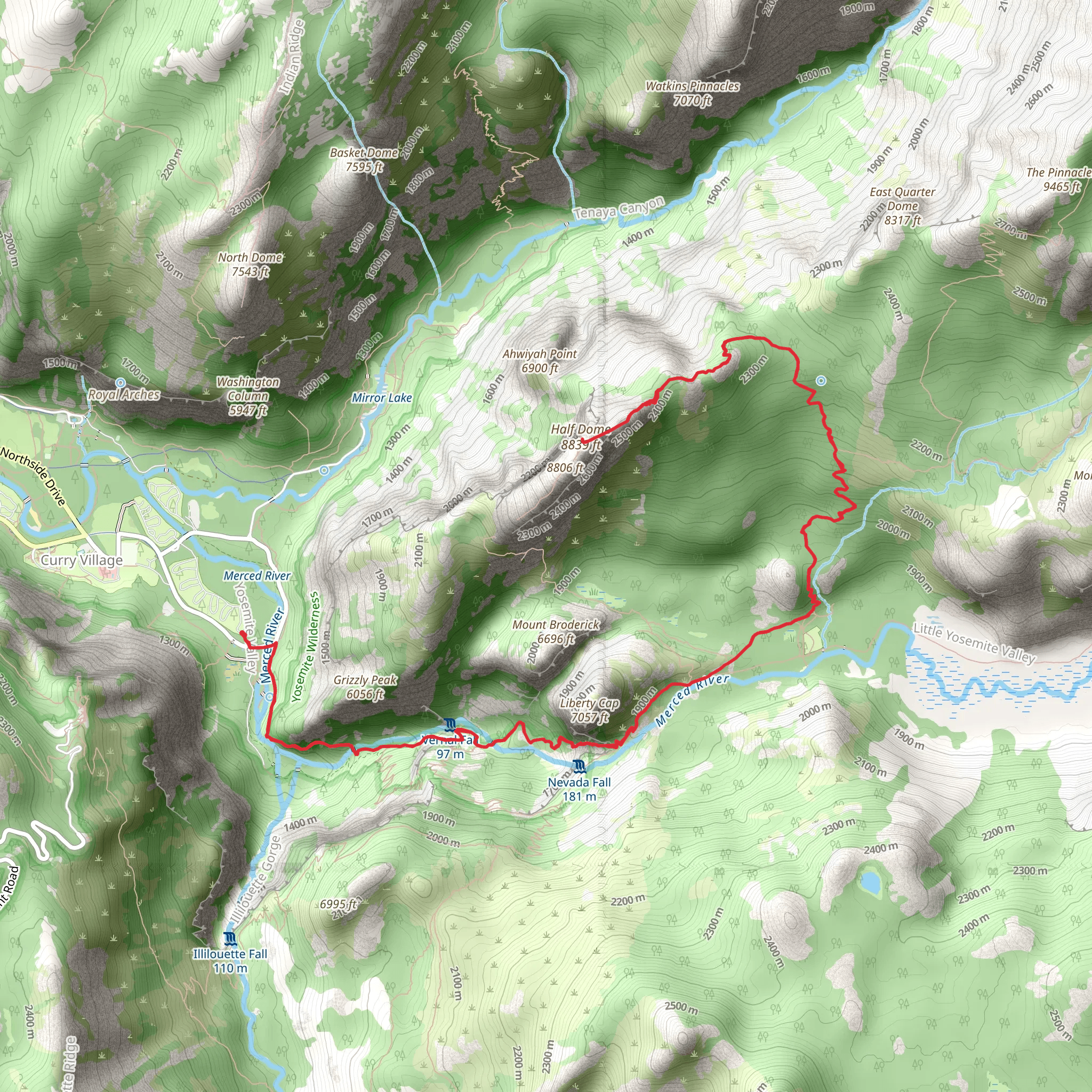 Half Dome Trail mobile static map