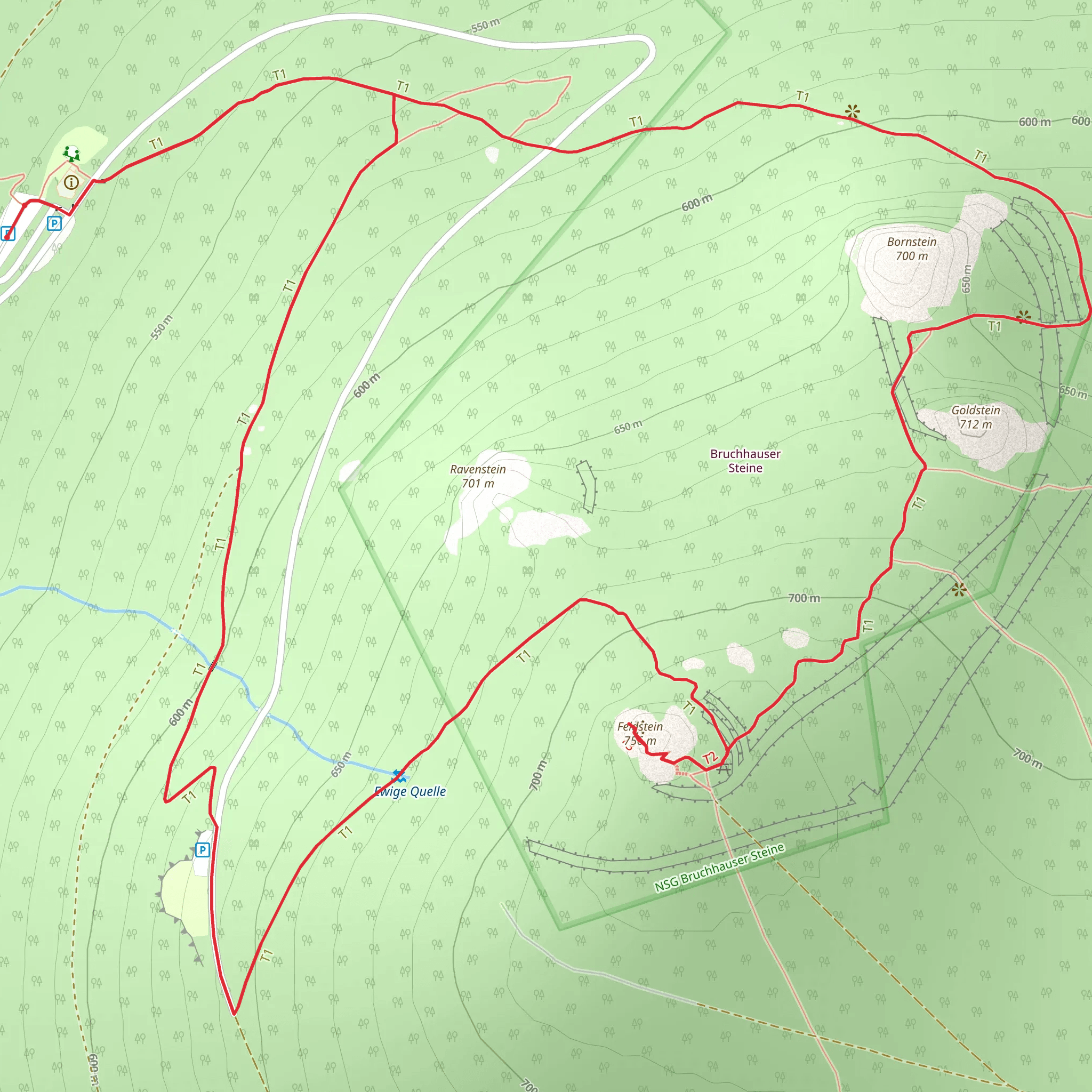 Maluschke Platz and Feldstein Loop via Erlebnispfad Bruchhauser Steine mobile static map