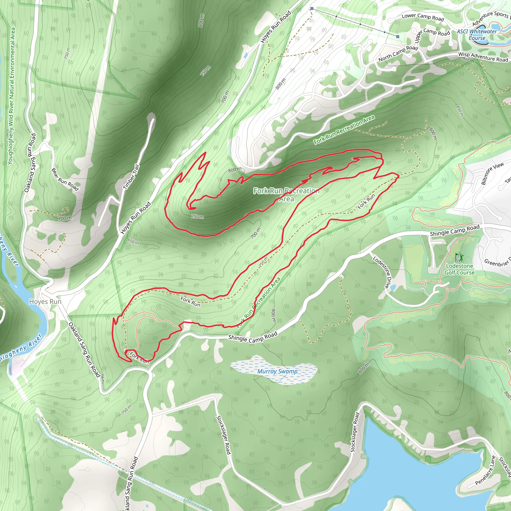 Red Trail, Green Trail and Gray Trail Loop mobile static map